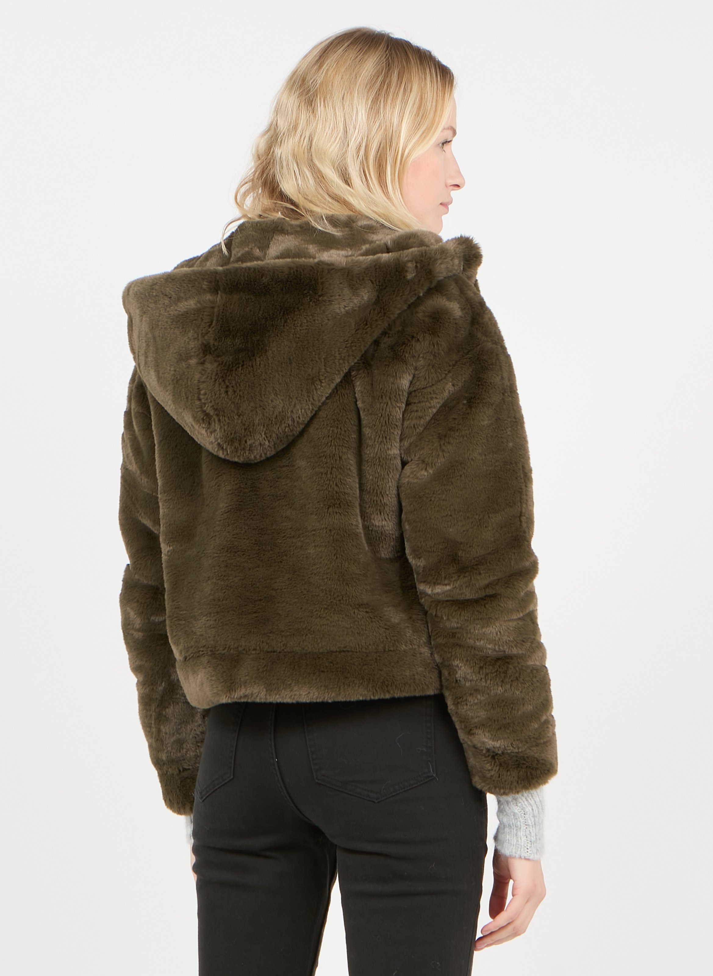 khaki fluffy jacket