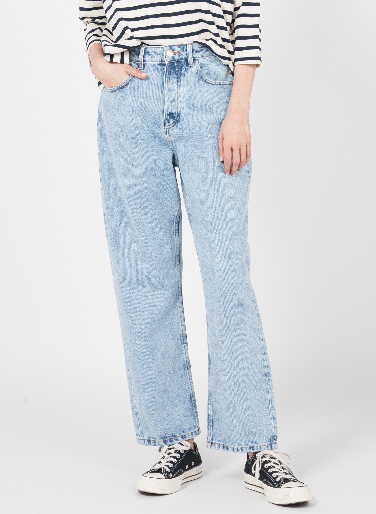 Mid-rise Faded Wide-leg Jeans Mistral Des Petits Hauts - Women | Place des  Tendances