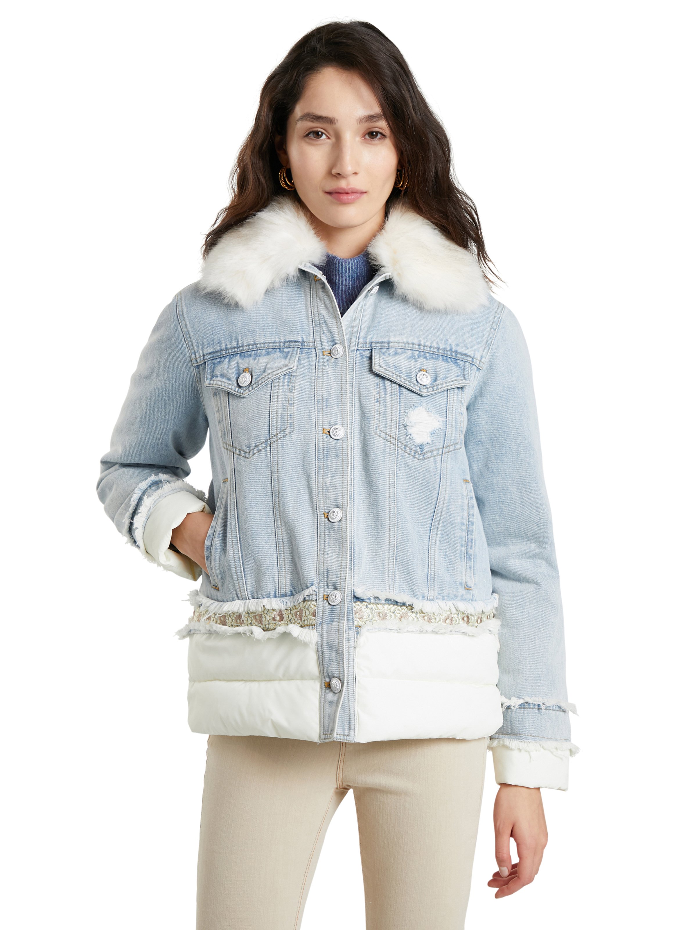 fox fur denim jacket