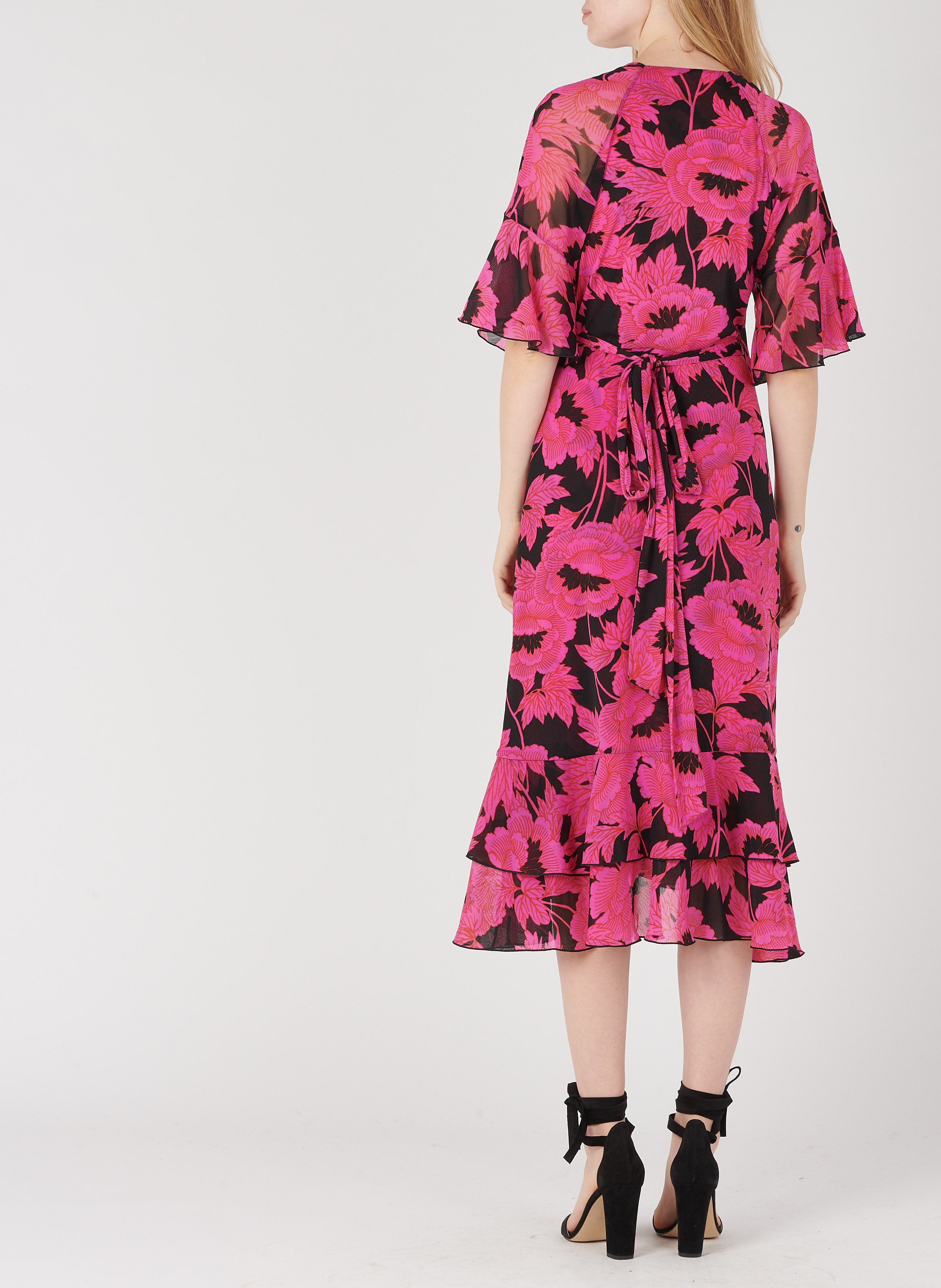 dvf ruffle sleeve wrap dress