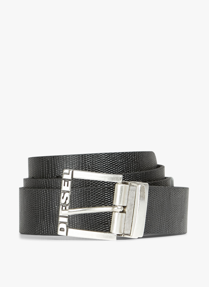 DIESEL Black Leather belt with buckle