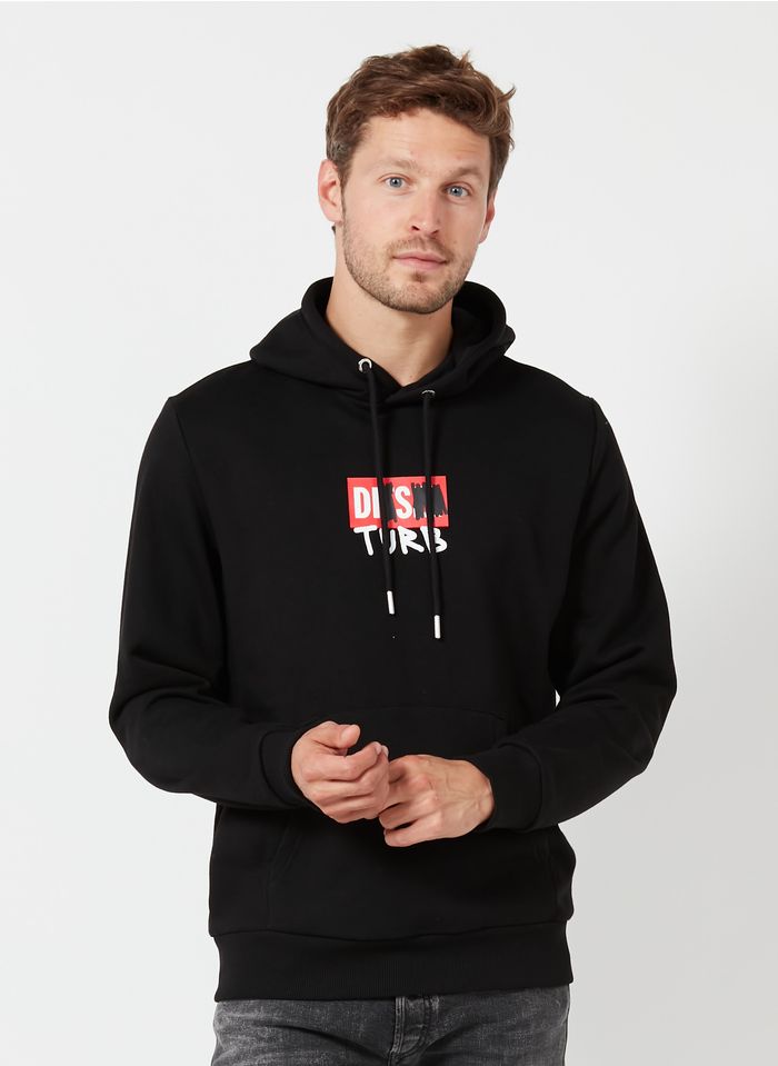 DIESEL Black Regular-fit cotton-blend hoodie with screen print