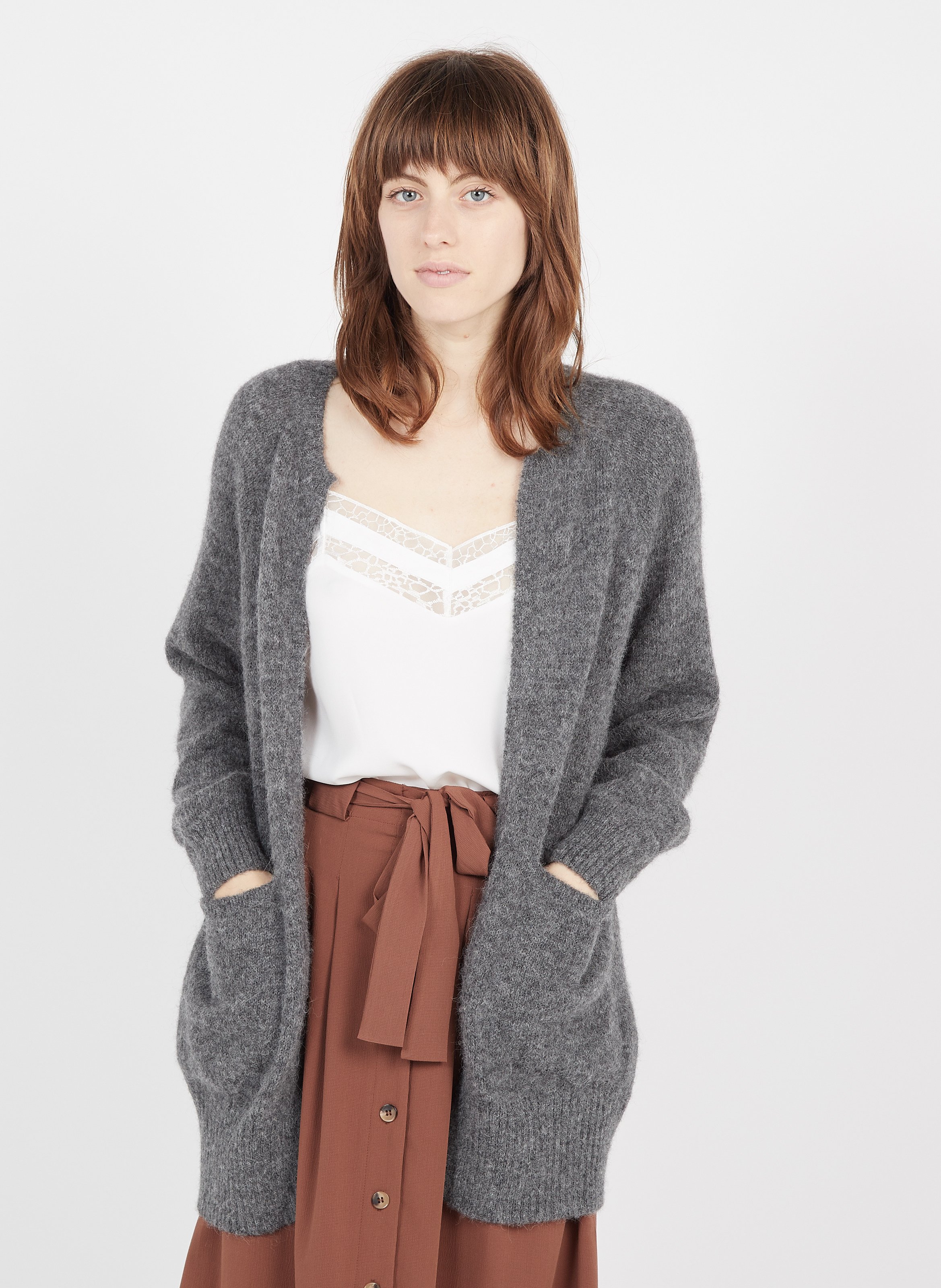 grey alpaca cardigan
