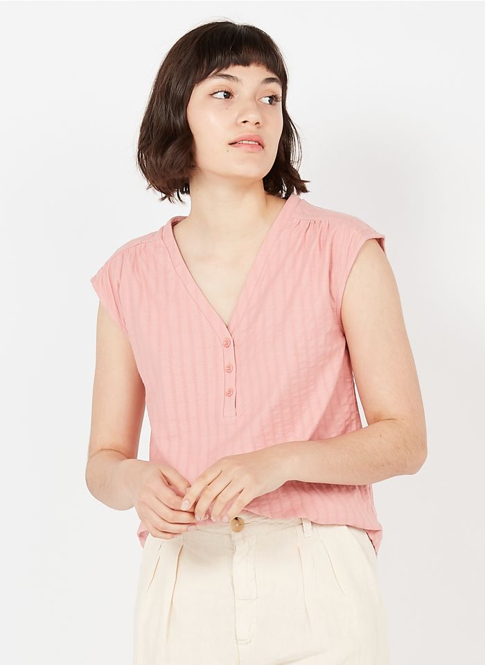 EKYOG Pink V-neck organic cotton tank top