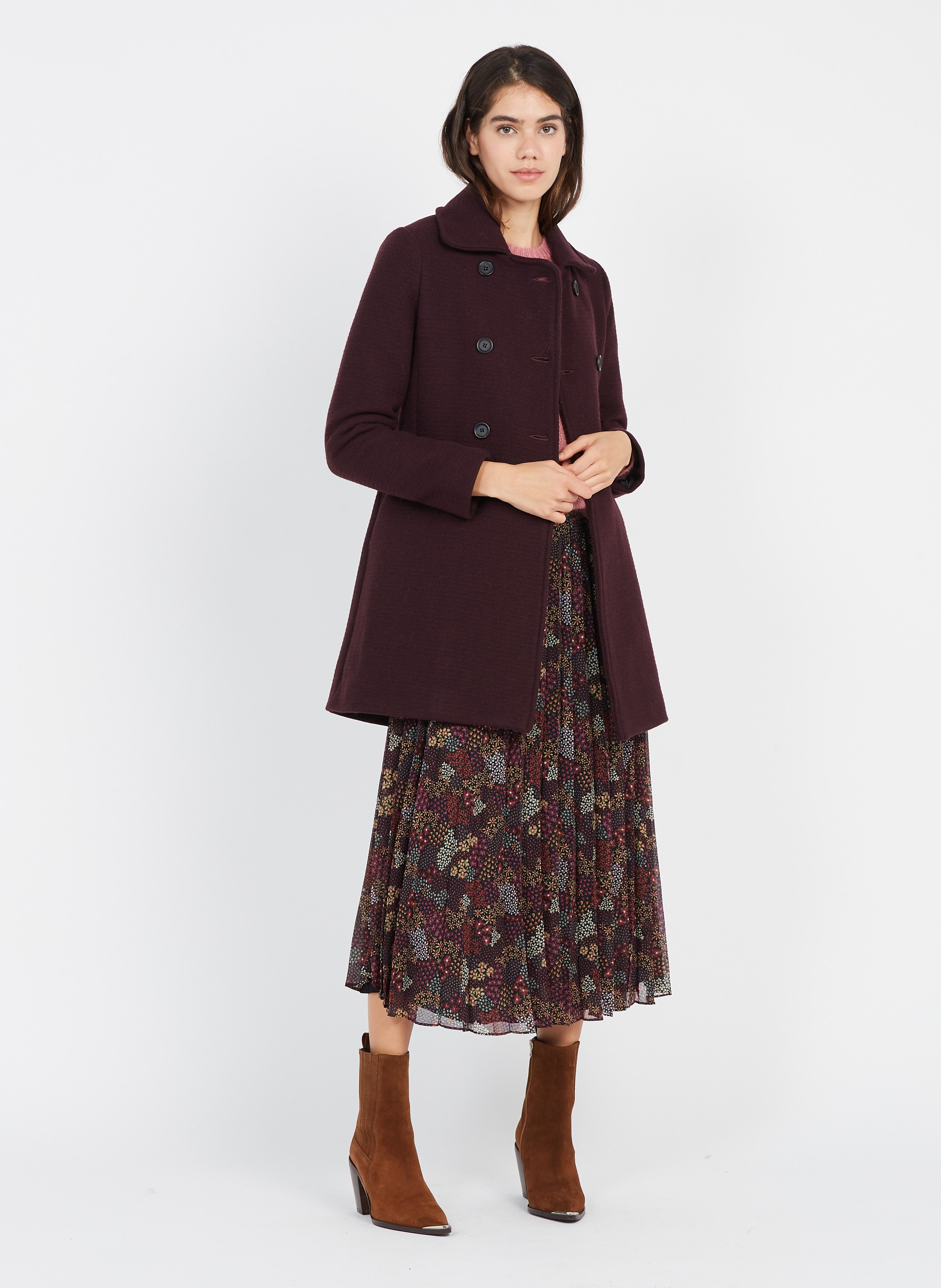 red wool coat peter pan collar