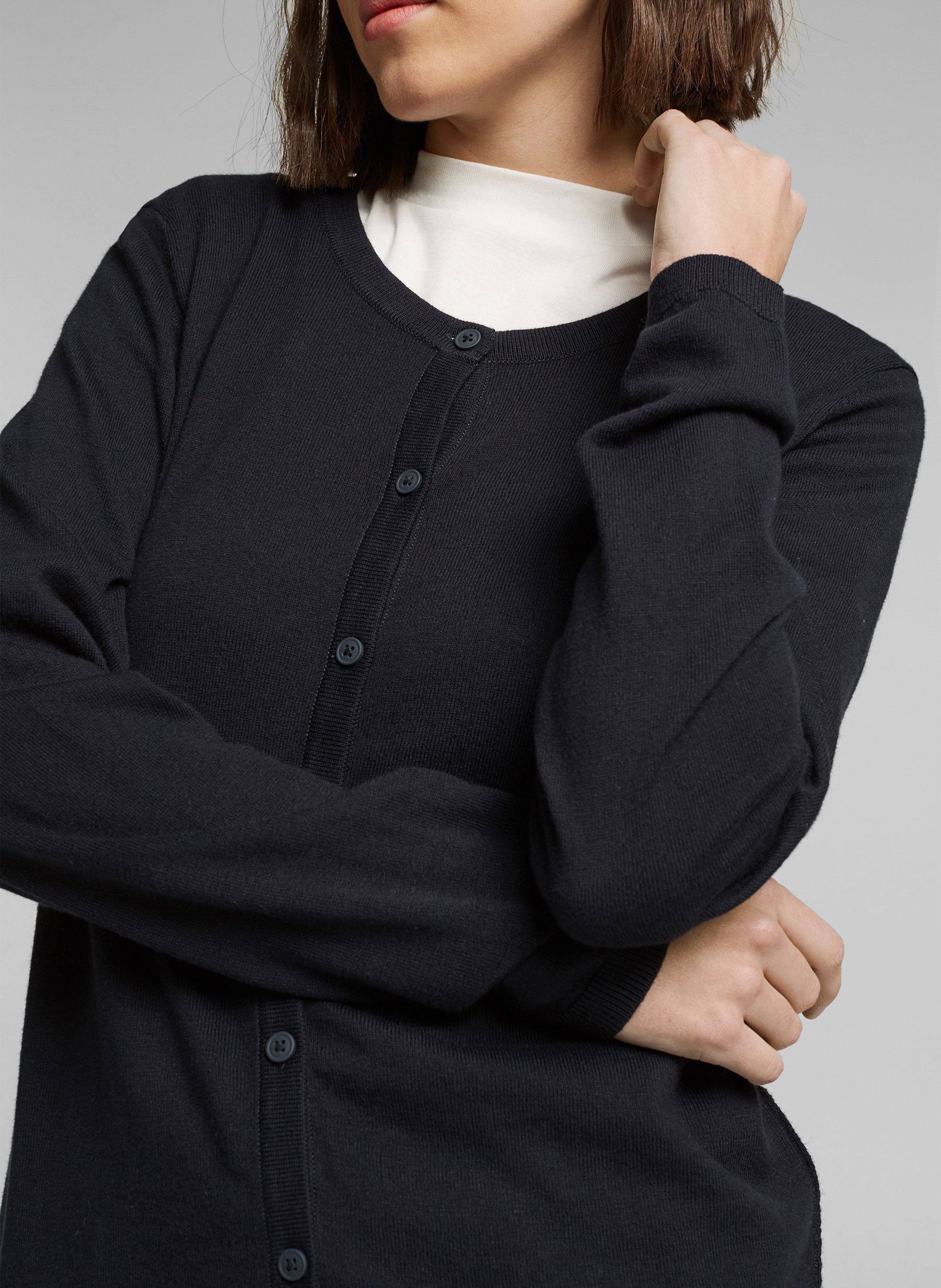 black round neck cardigan