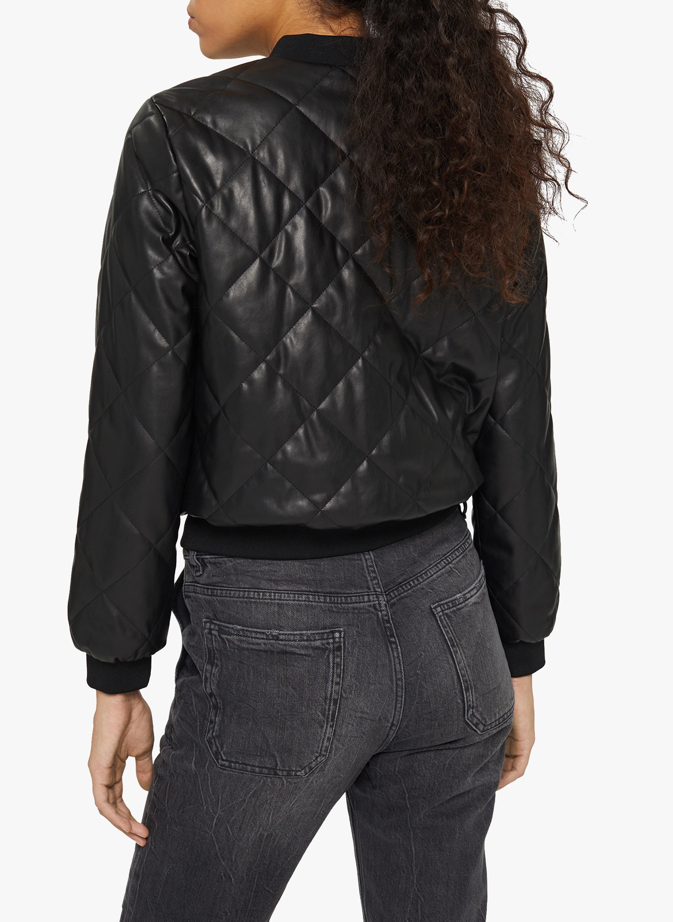 quilted leather bomber jacket womens