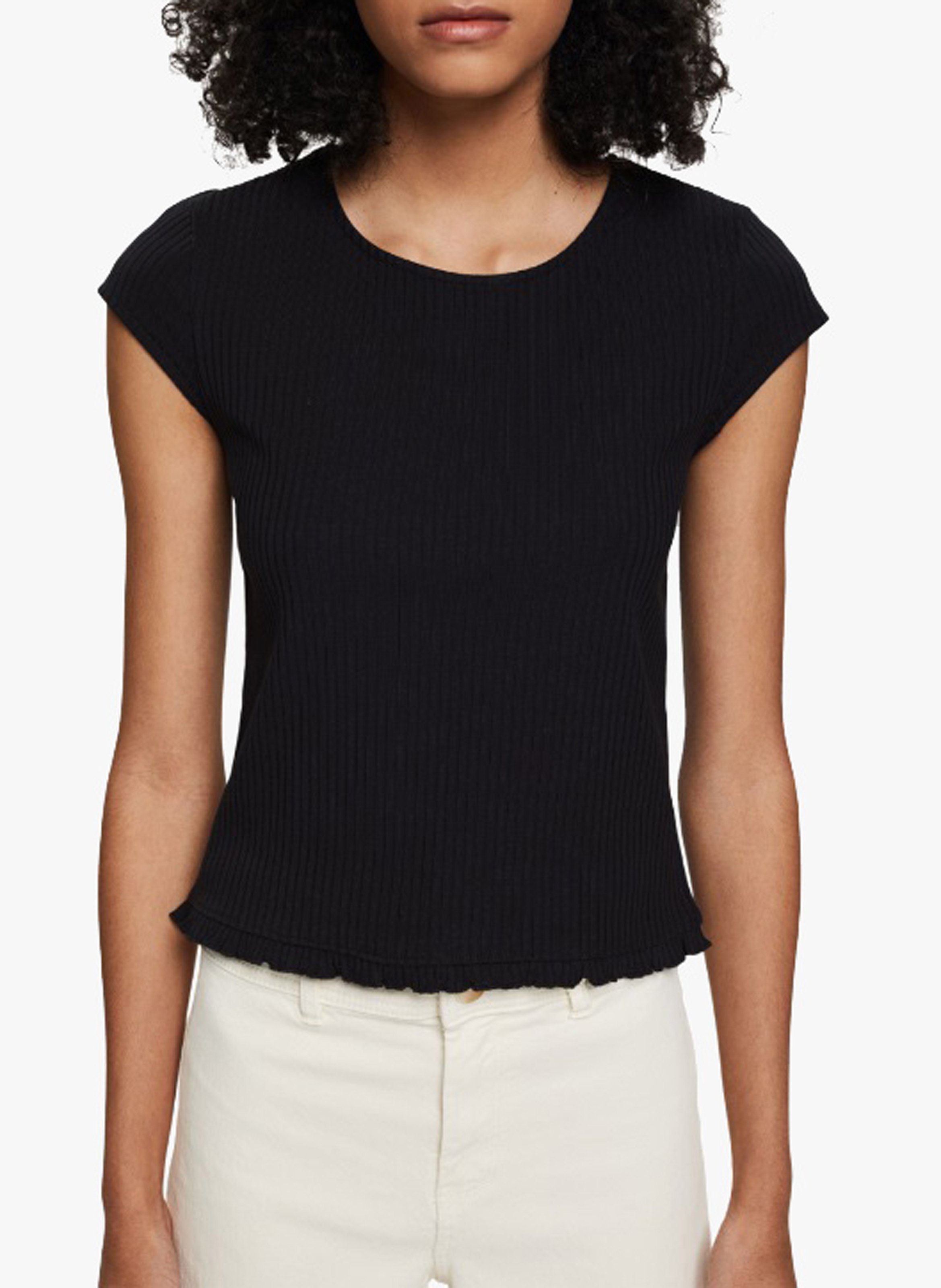 Sale Ruched Edge Rigged T-shirt Black 