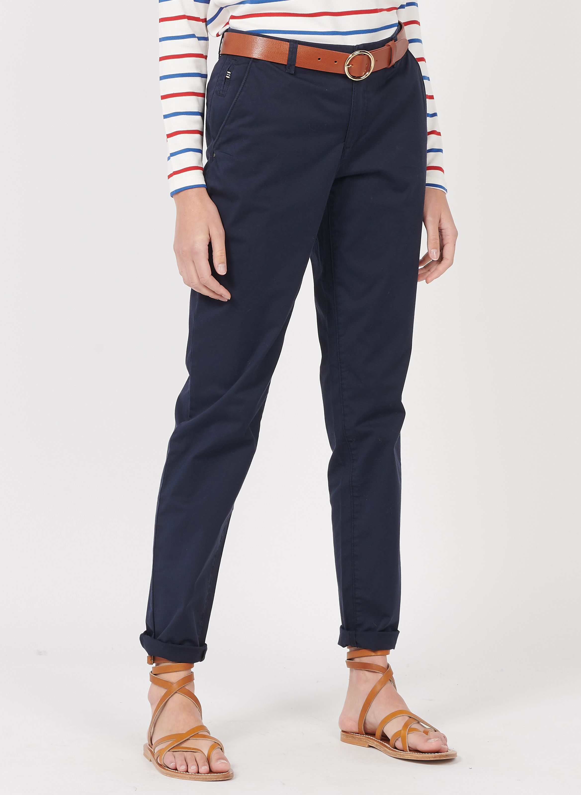 womens blue chino trousers