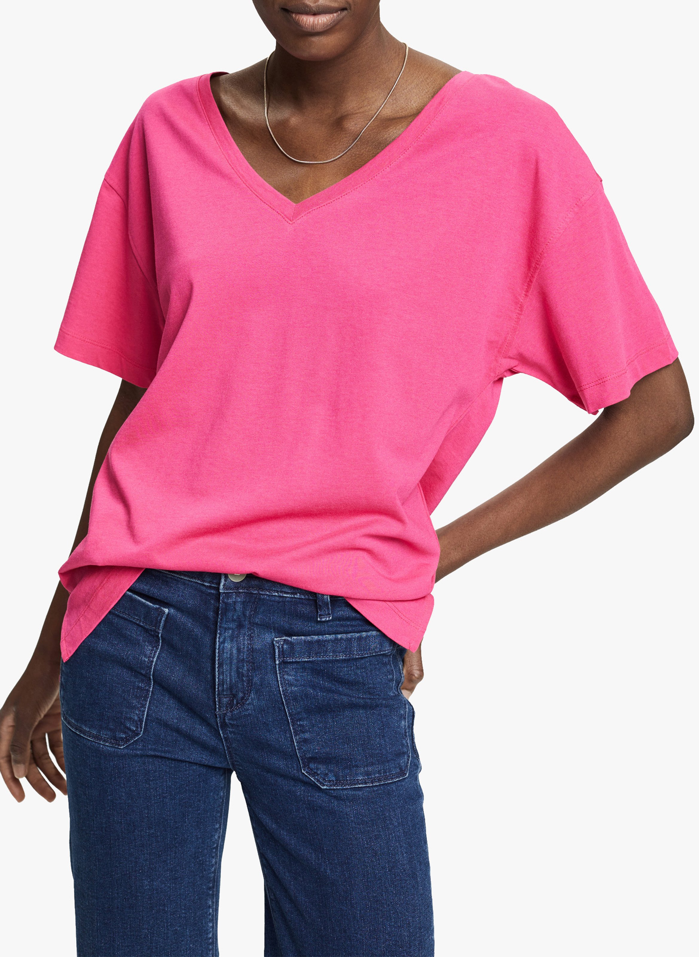 Sale V-neck Cotton-blend T-shirt Pink 