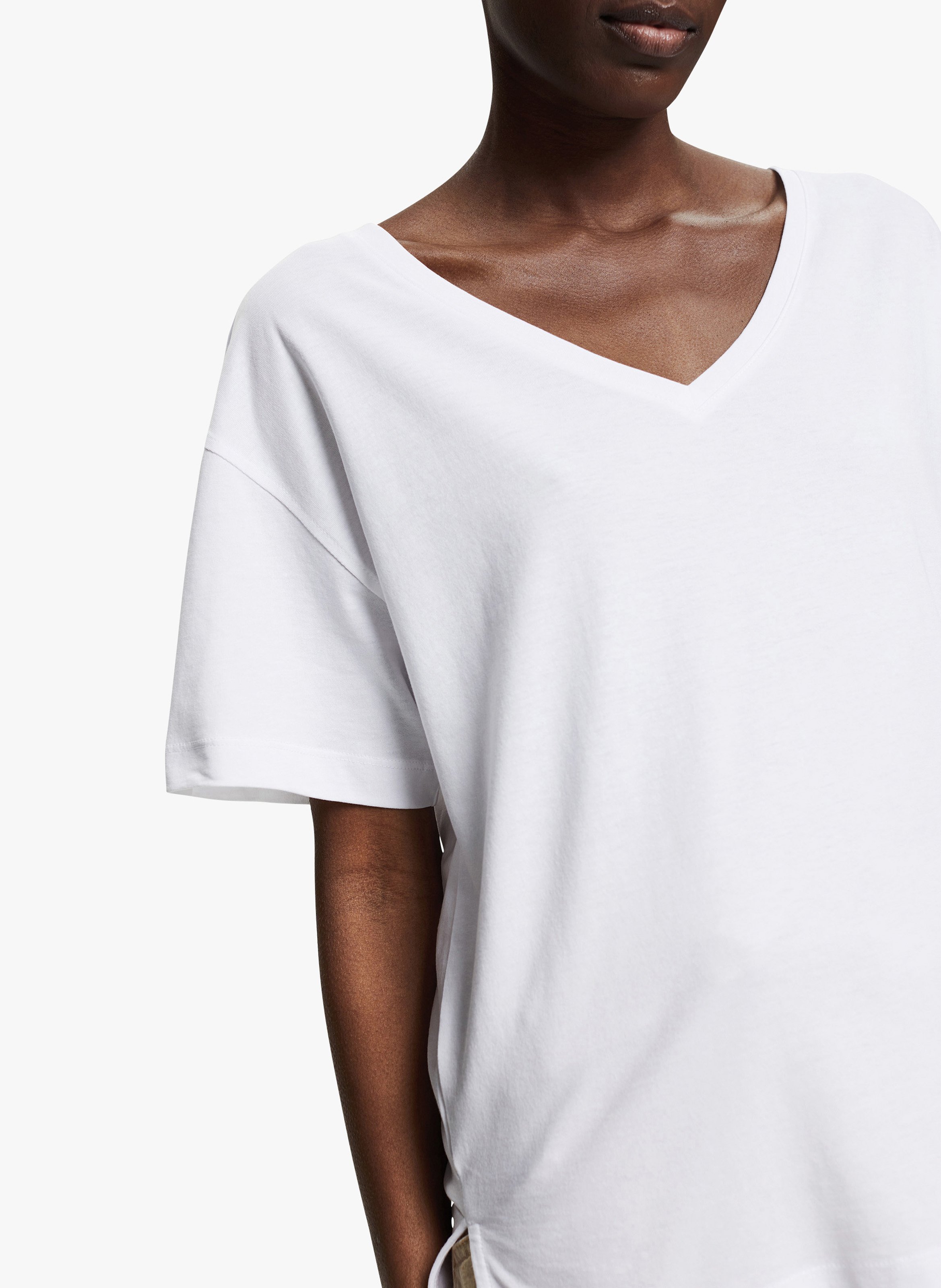 Sale V-neck Cotton-blend T-shirt White 