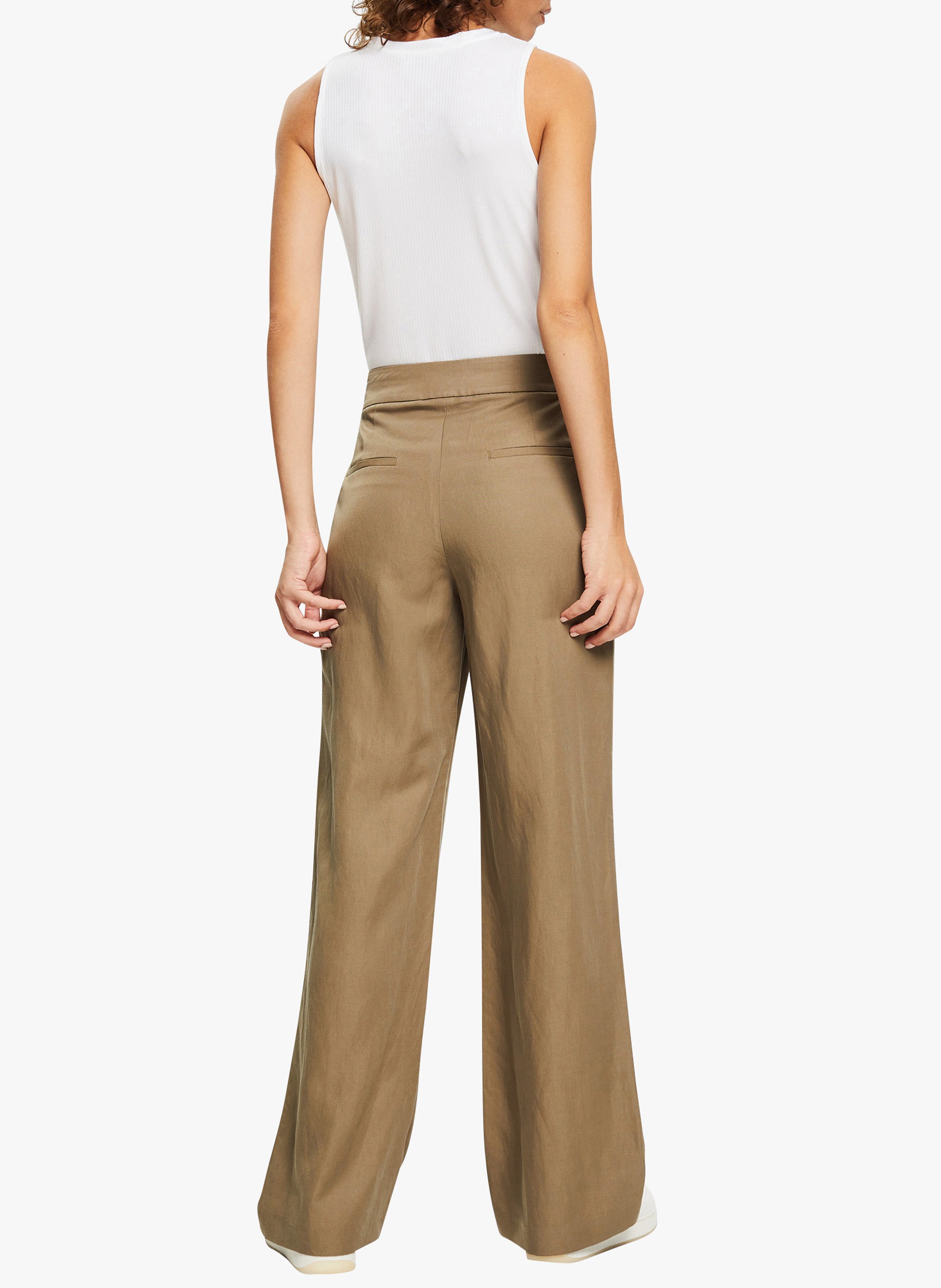 Linen Pants Khaki Green Esprit - Women 