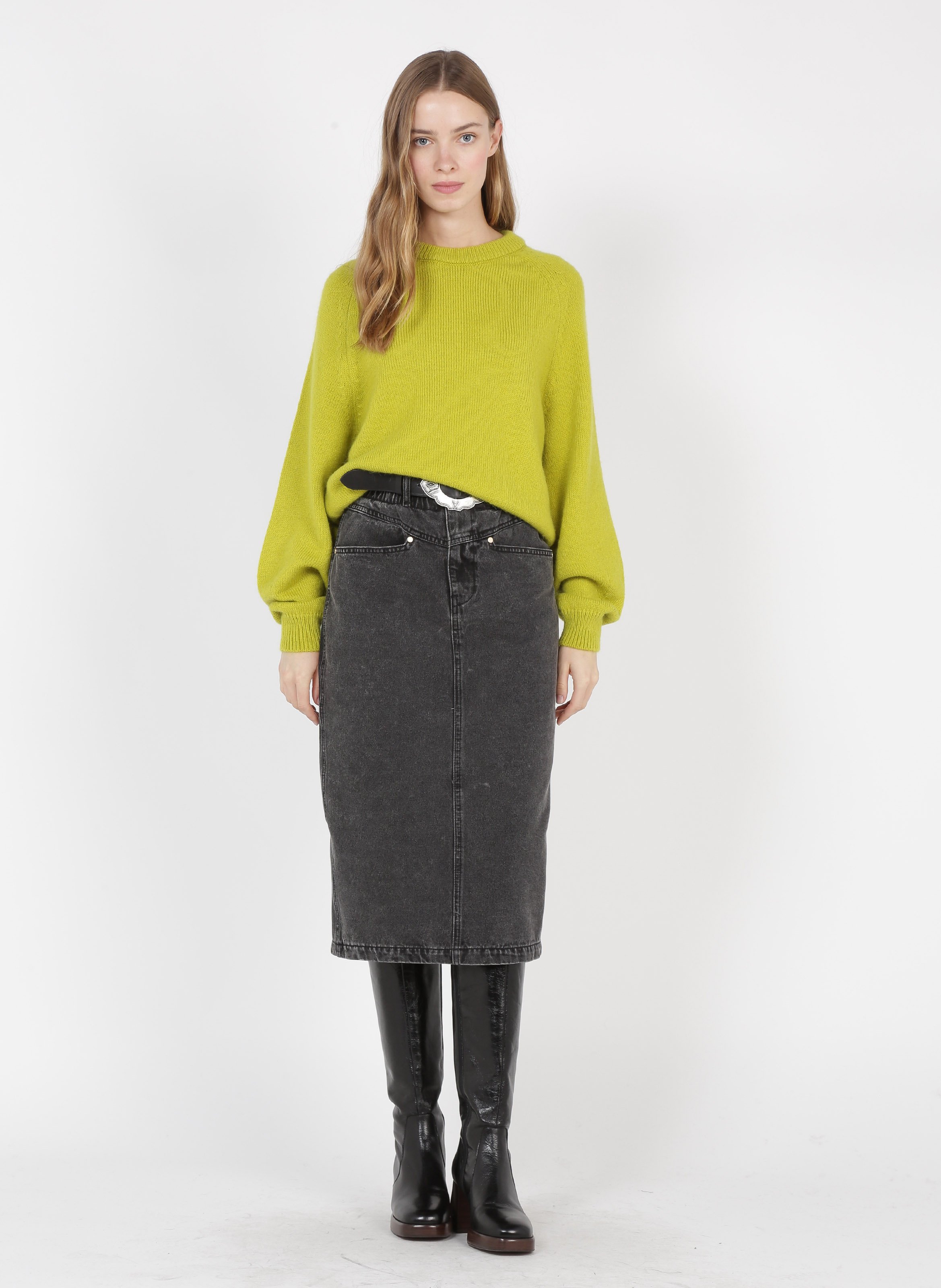 women's midi skirts grey