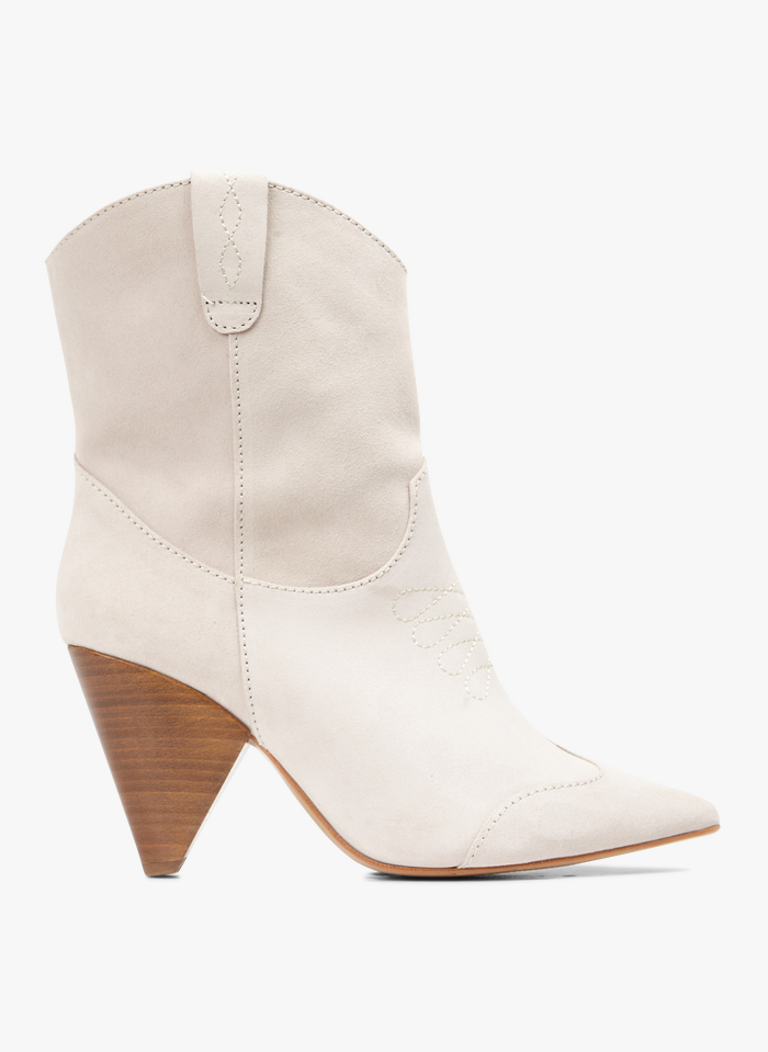 ESSENTIEL ANTWERP White High-heeled suede mid-calf cowboy boots