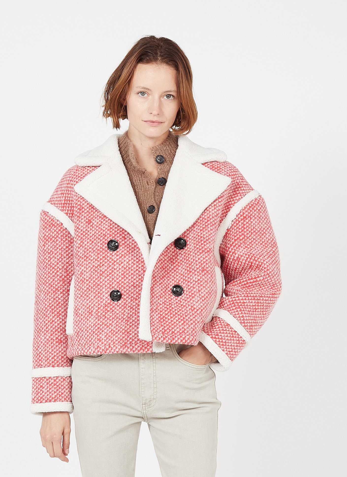 coral wool coat