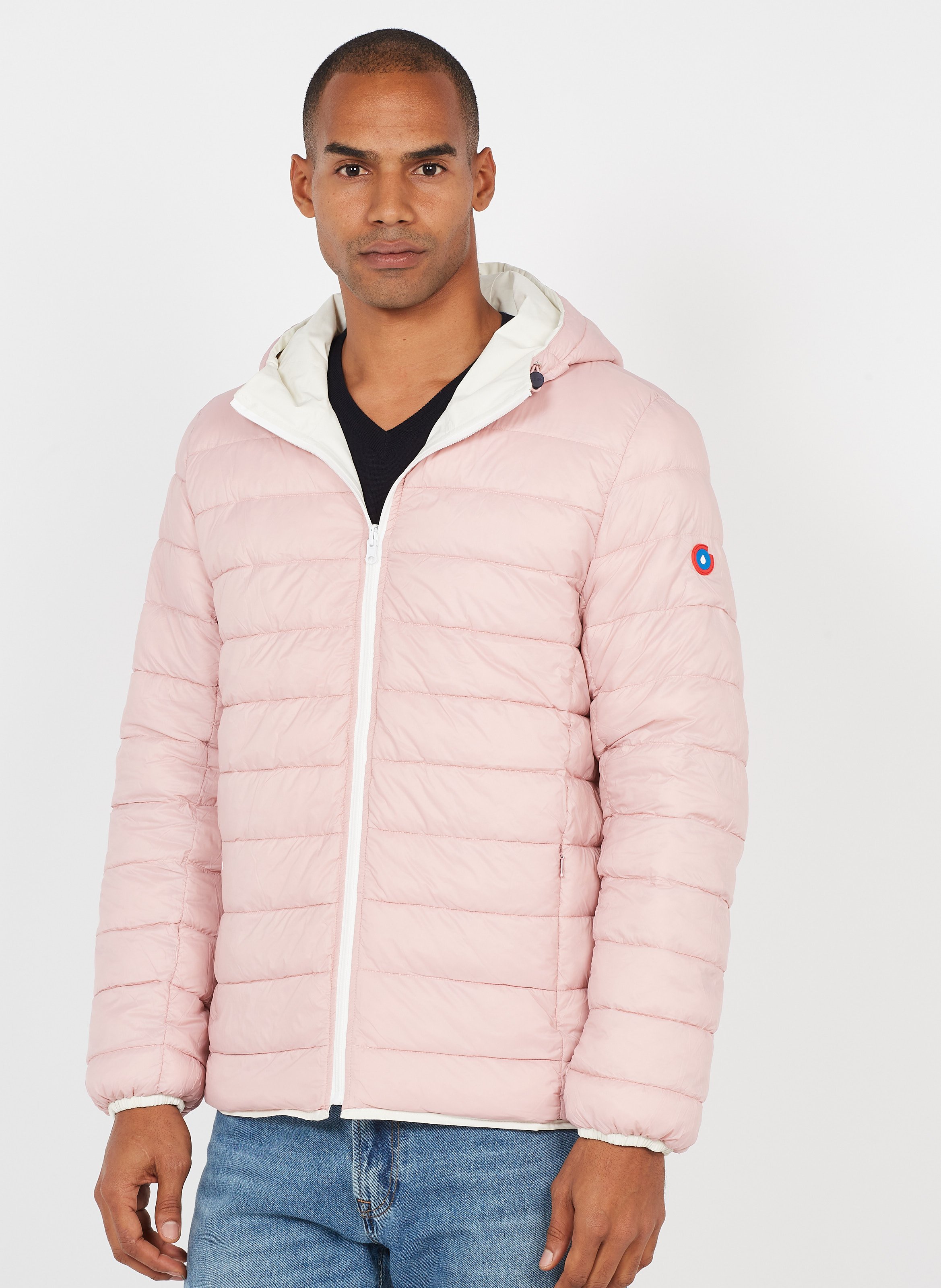 white reversible padded puffer jacket