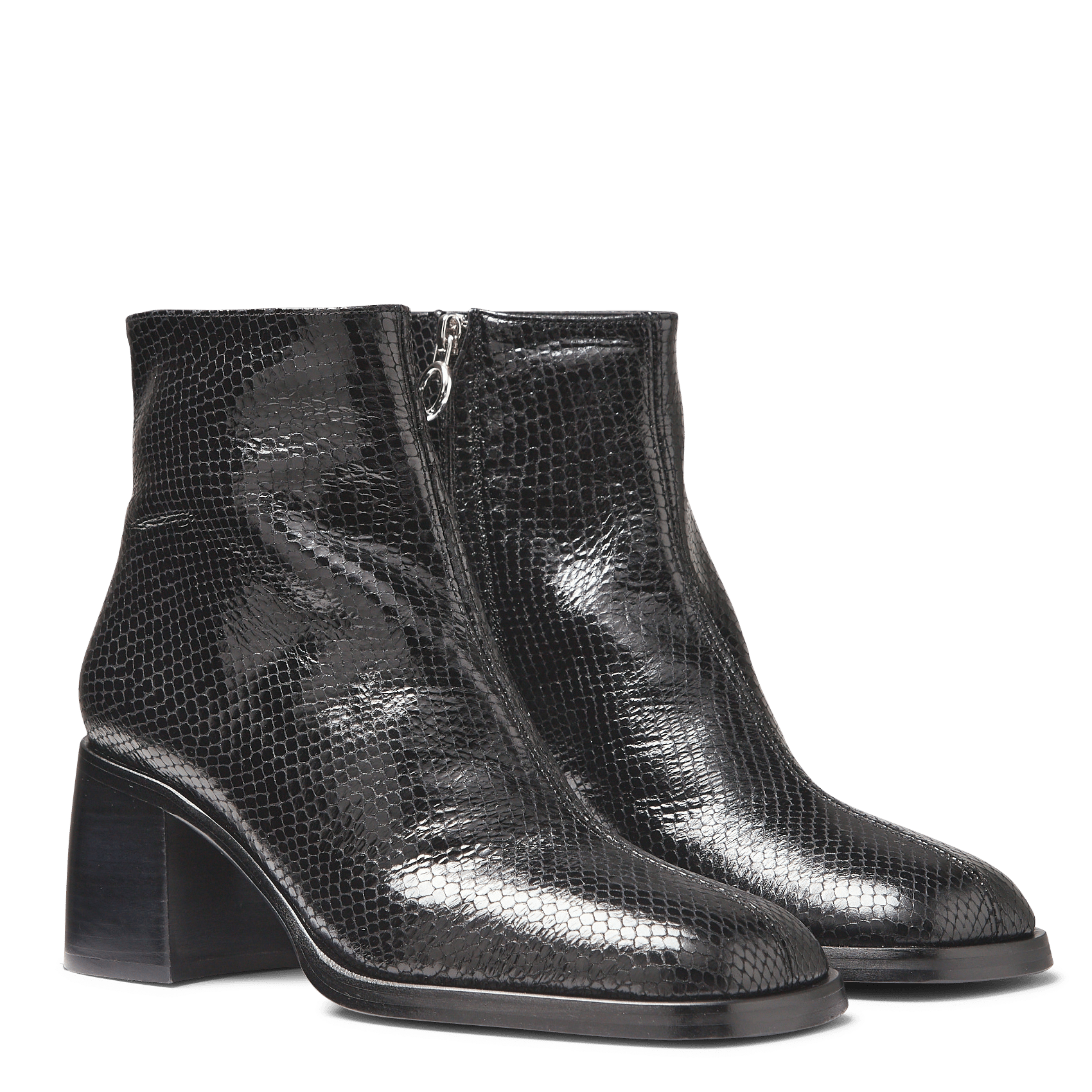 black crinkle effect ankle boots