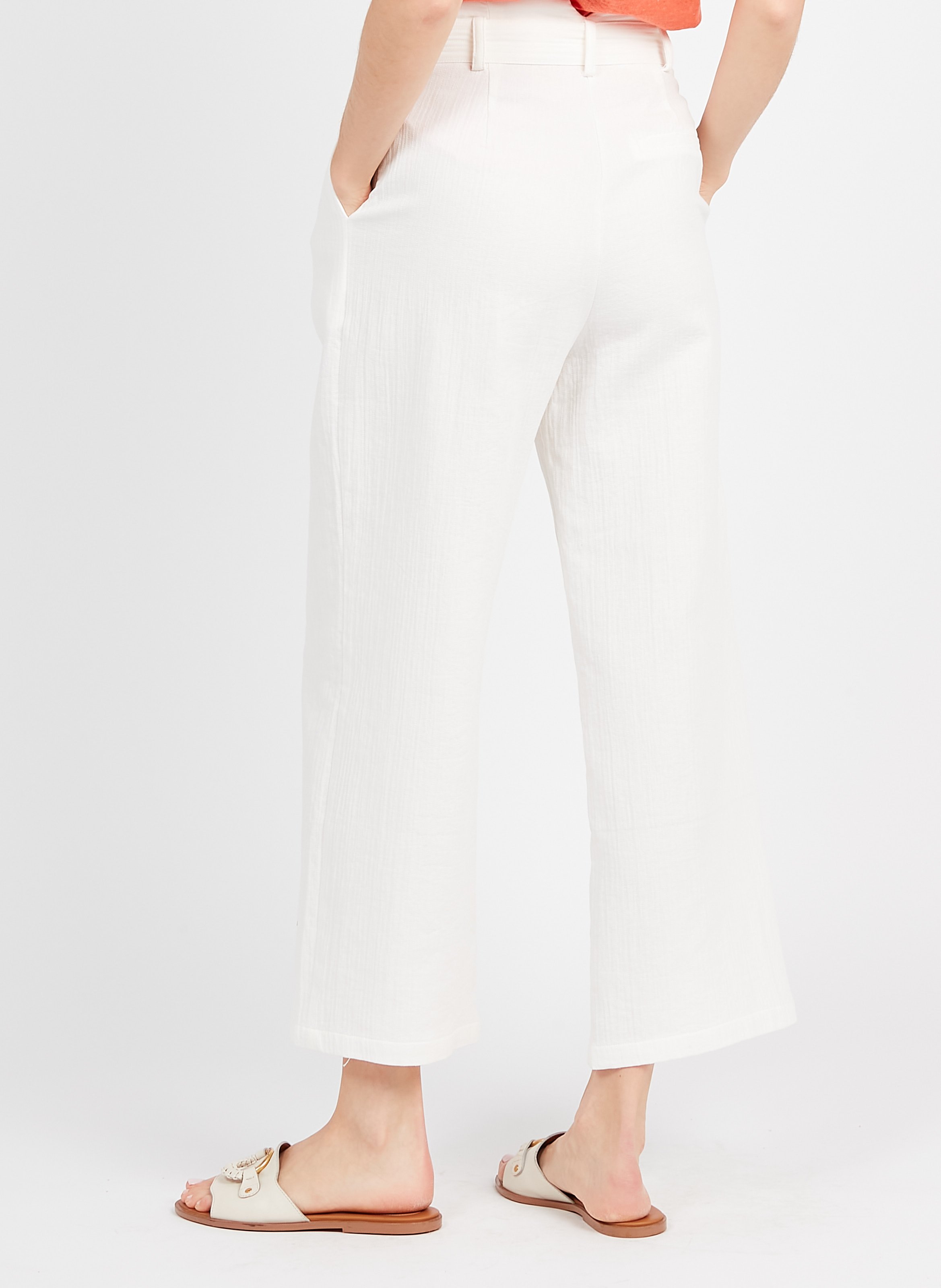 Sale High-waisted Wide-leg Cotton Gauze 