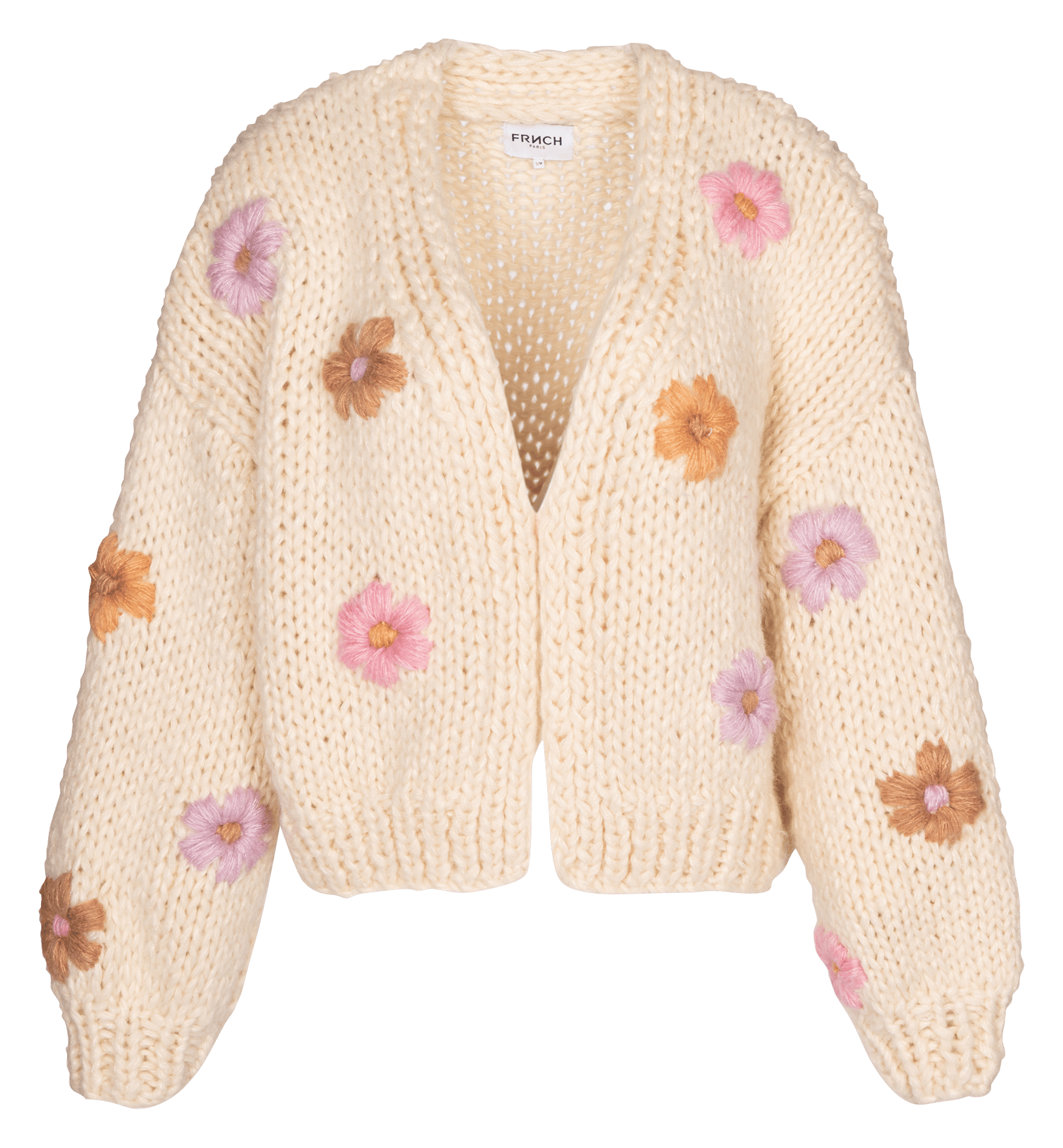 Open Cardigan With Floral Embroidery 