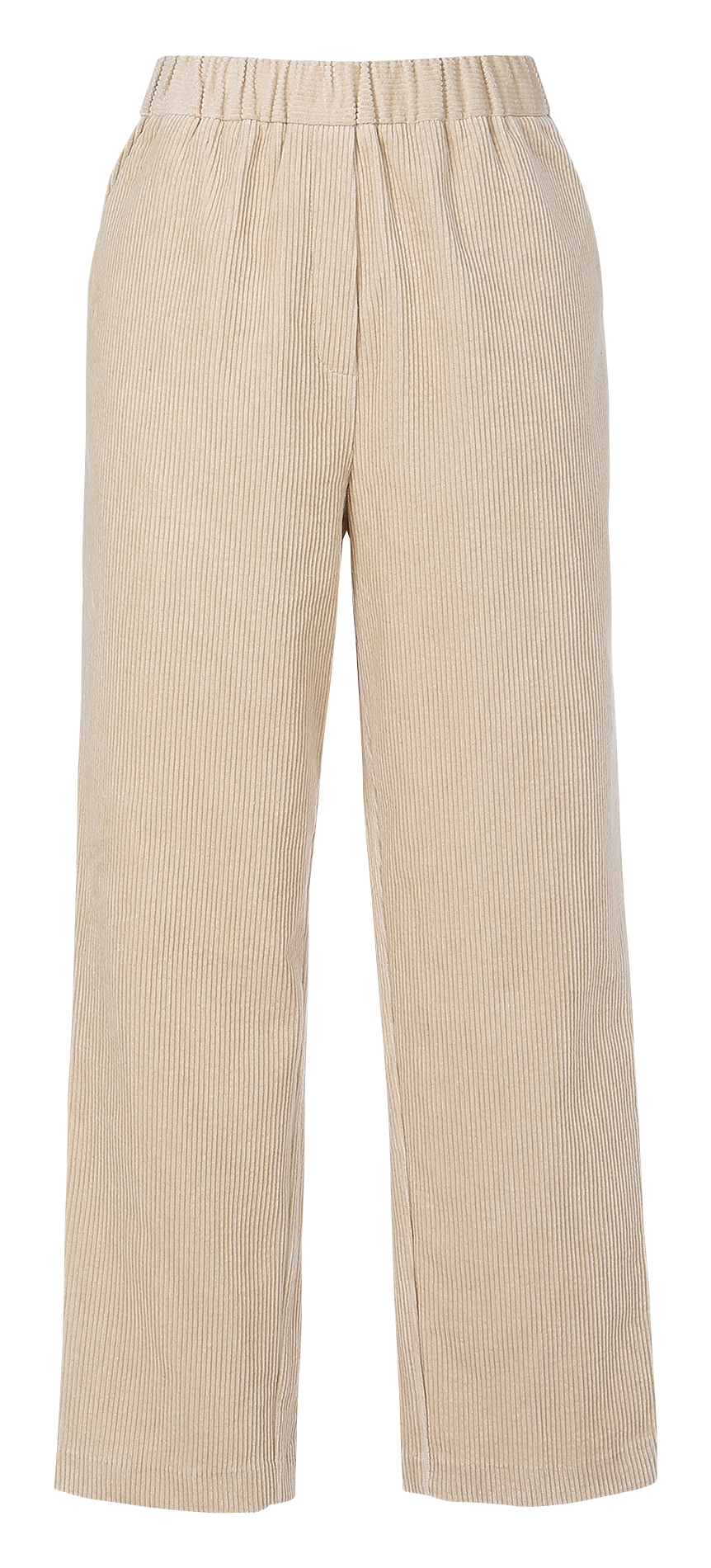 Beige Straight-leg corduroy pants