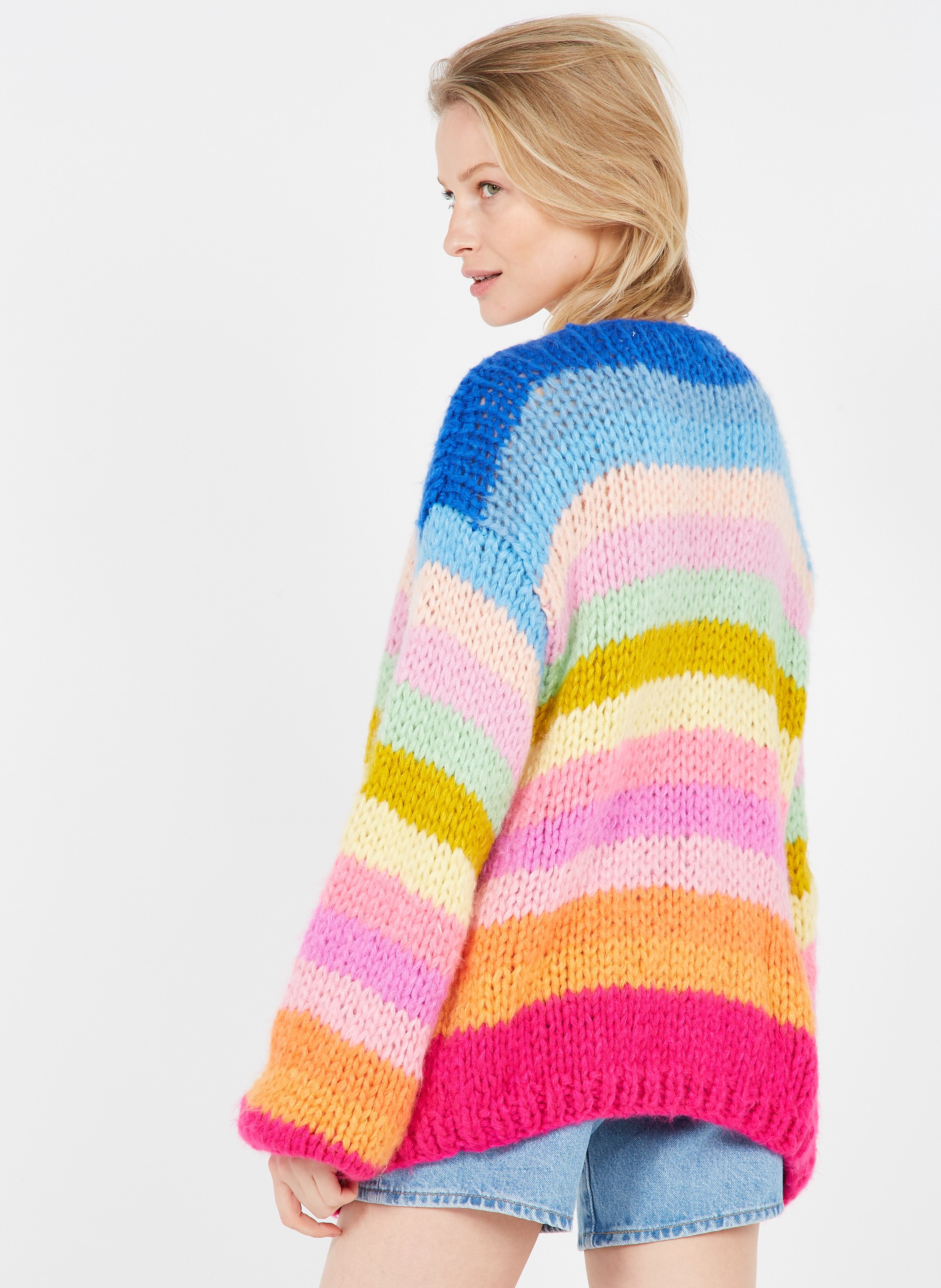 pastel rainbow knit cardigan