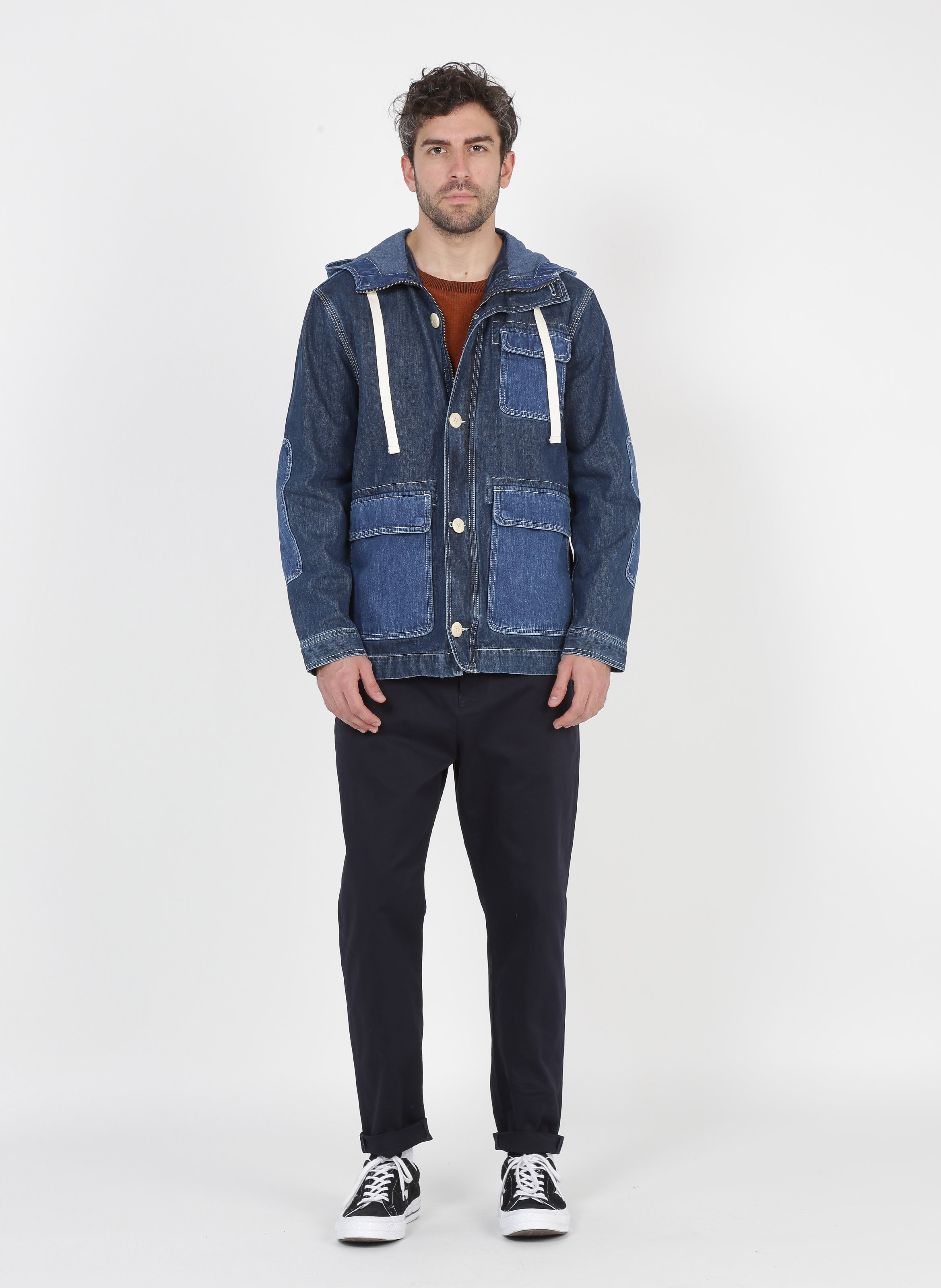 raw denim chore coat