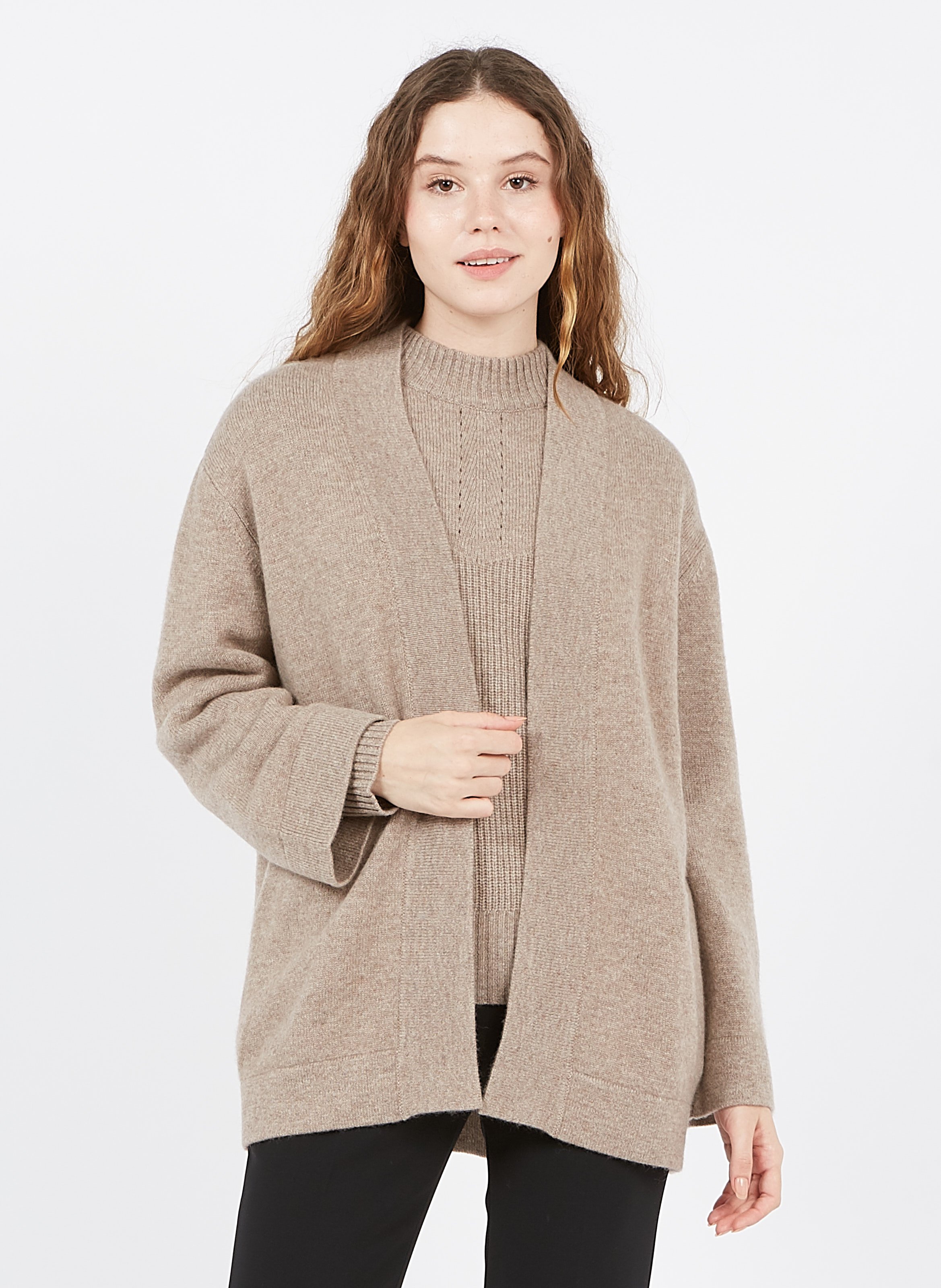 beige cashmere cardigan