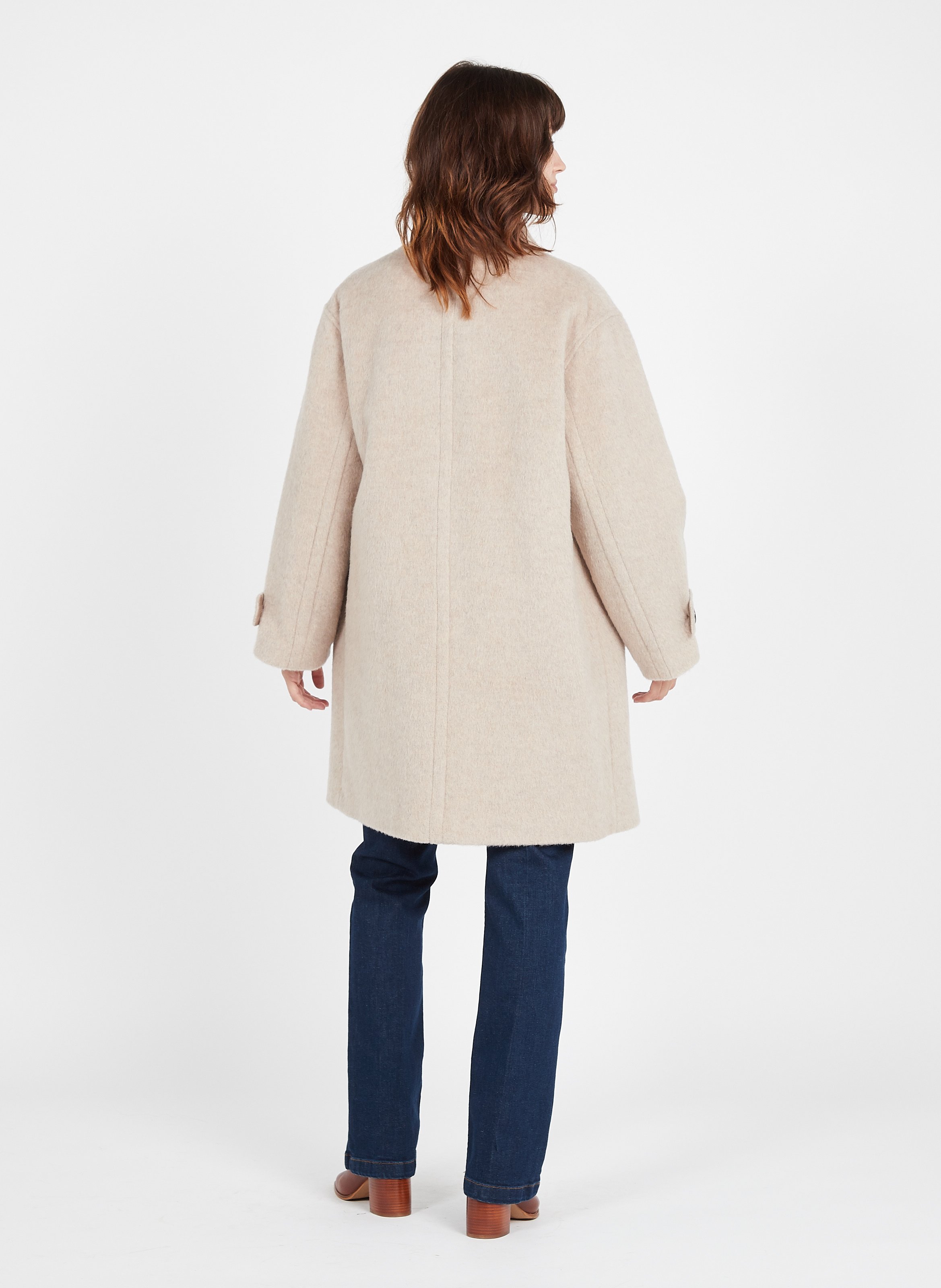 High-neck Wool-blend Coat Sand Gerard 