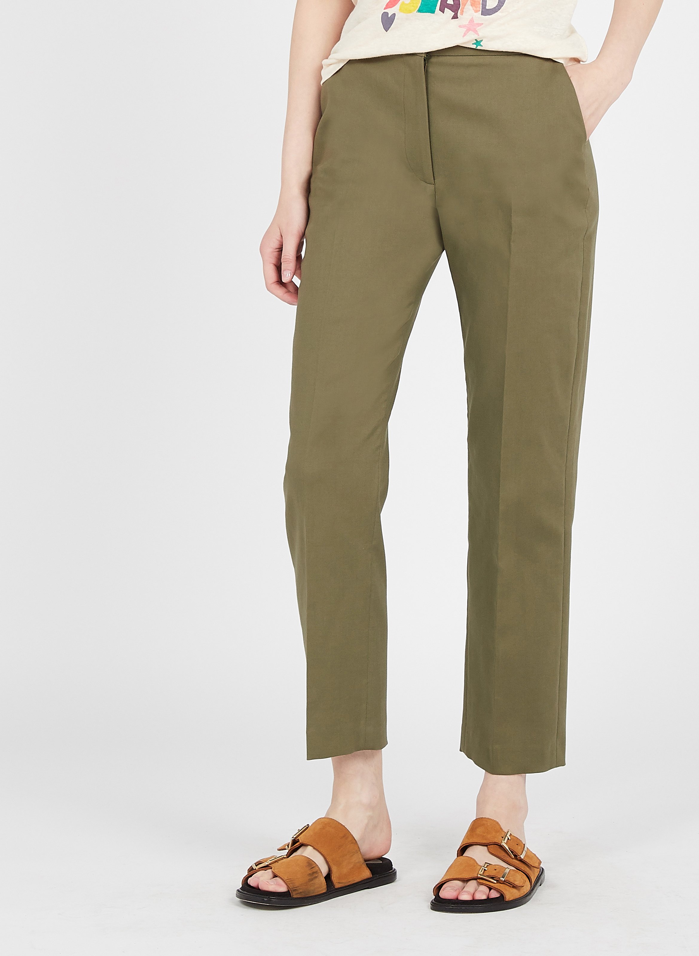 Sale High-waisted Straight-leg Cotton 
