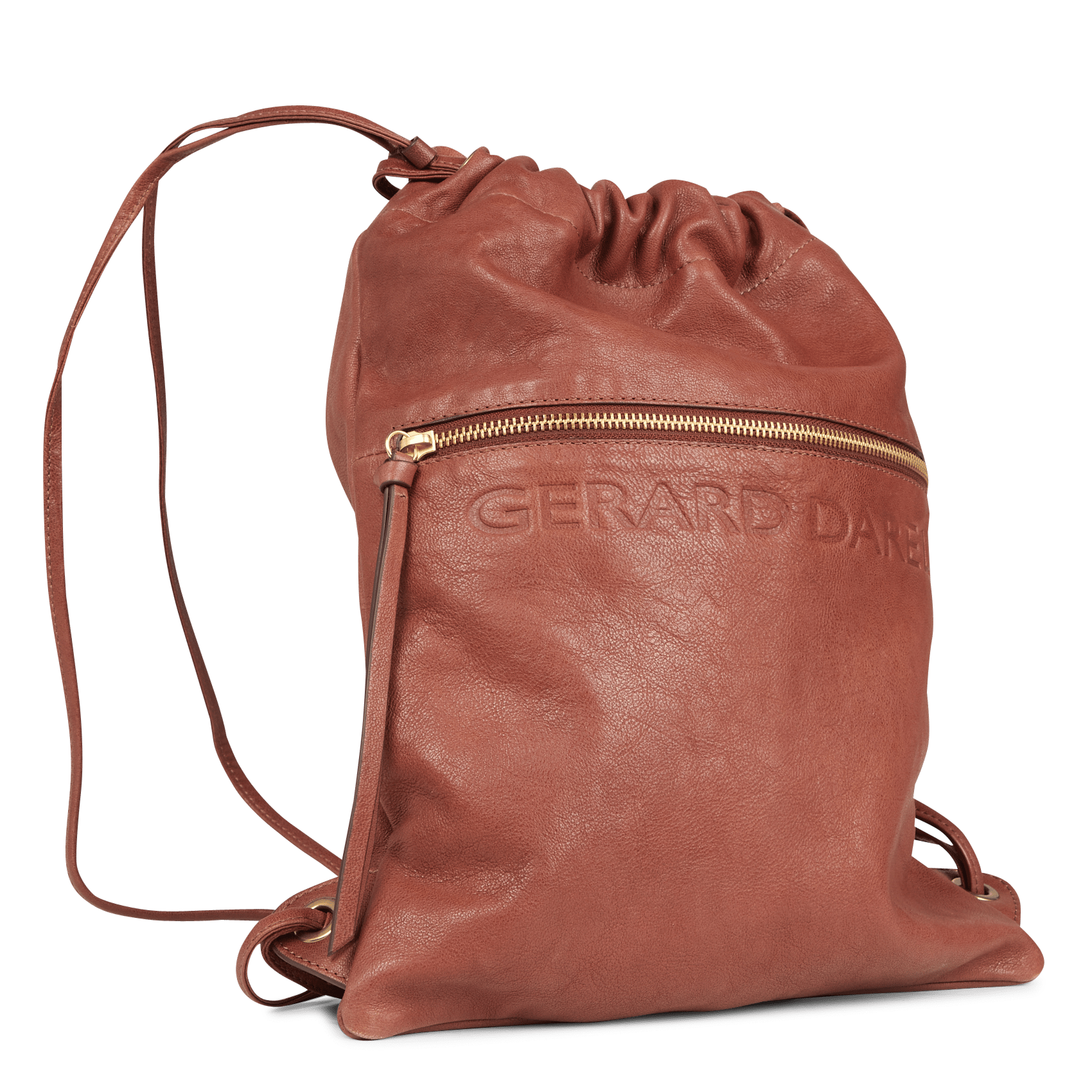 beige leather backpack