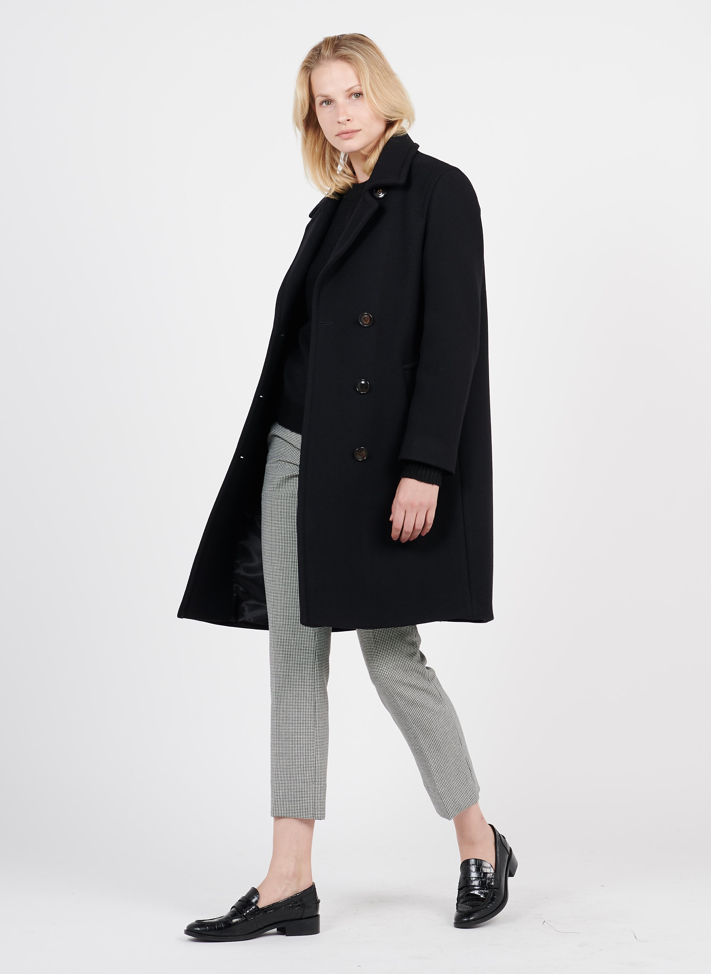 long black wool blend coat