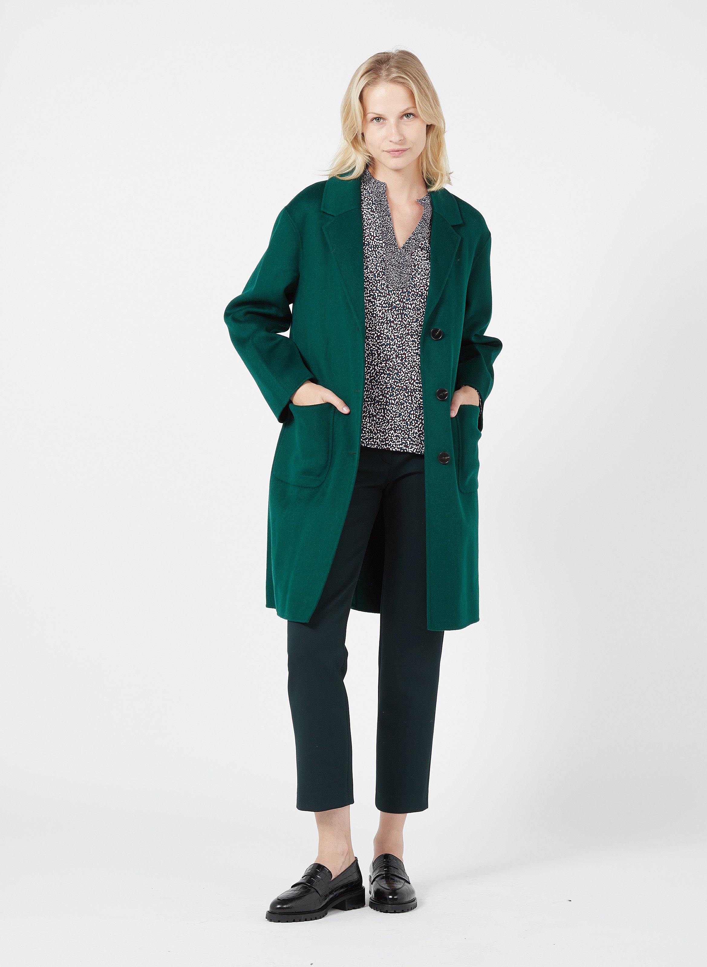 green long wool coat