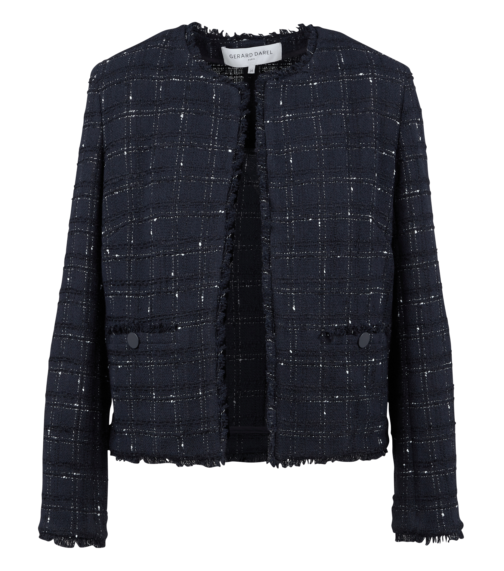 Round-neck Cotton-blend Tweed Jacket 