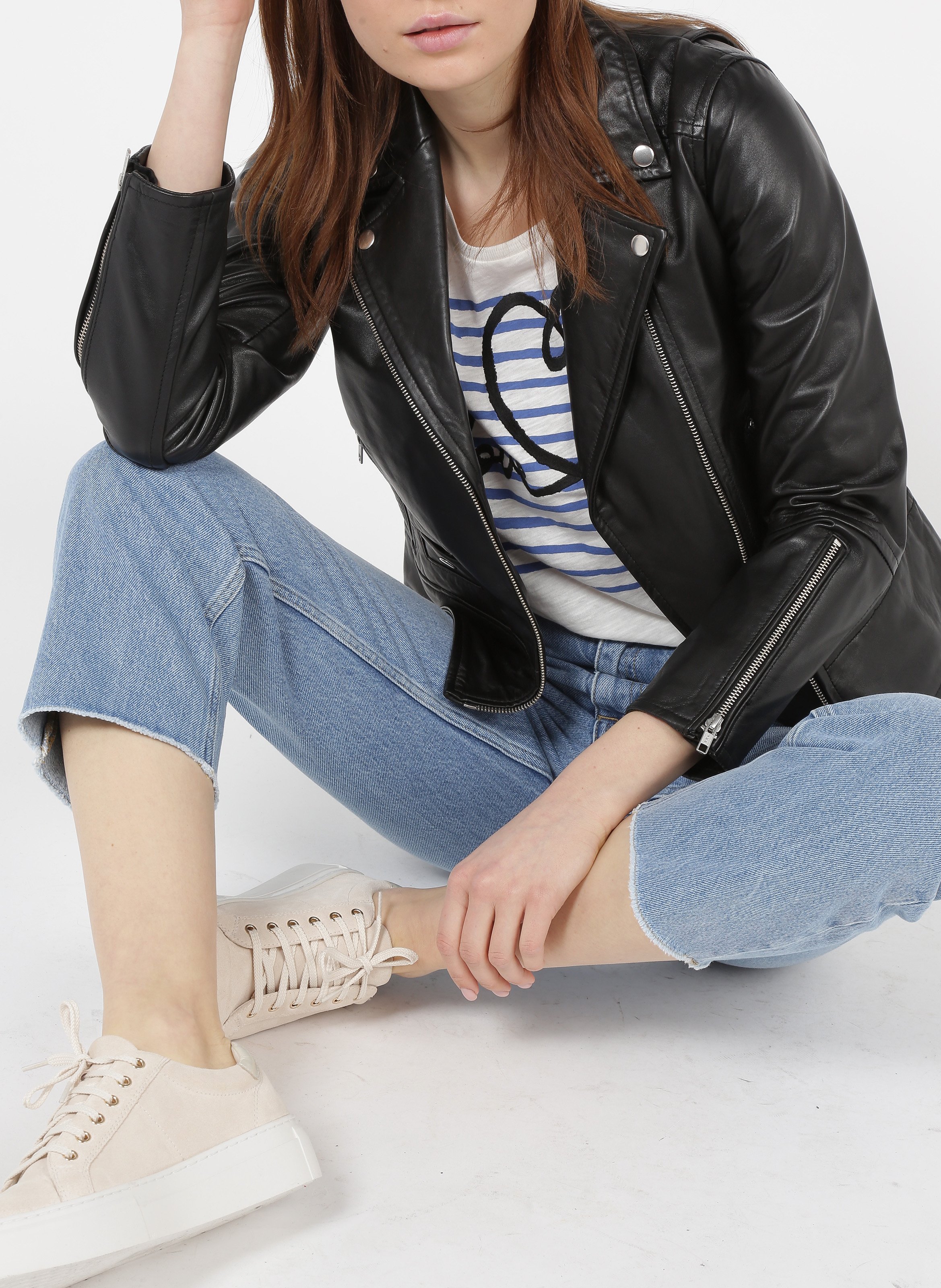 short leather jacket ladies