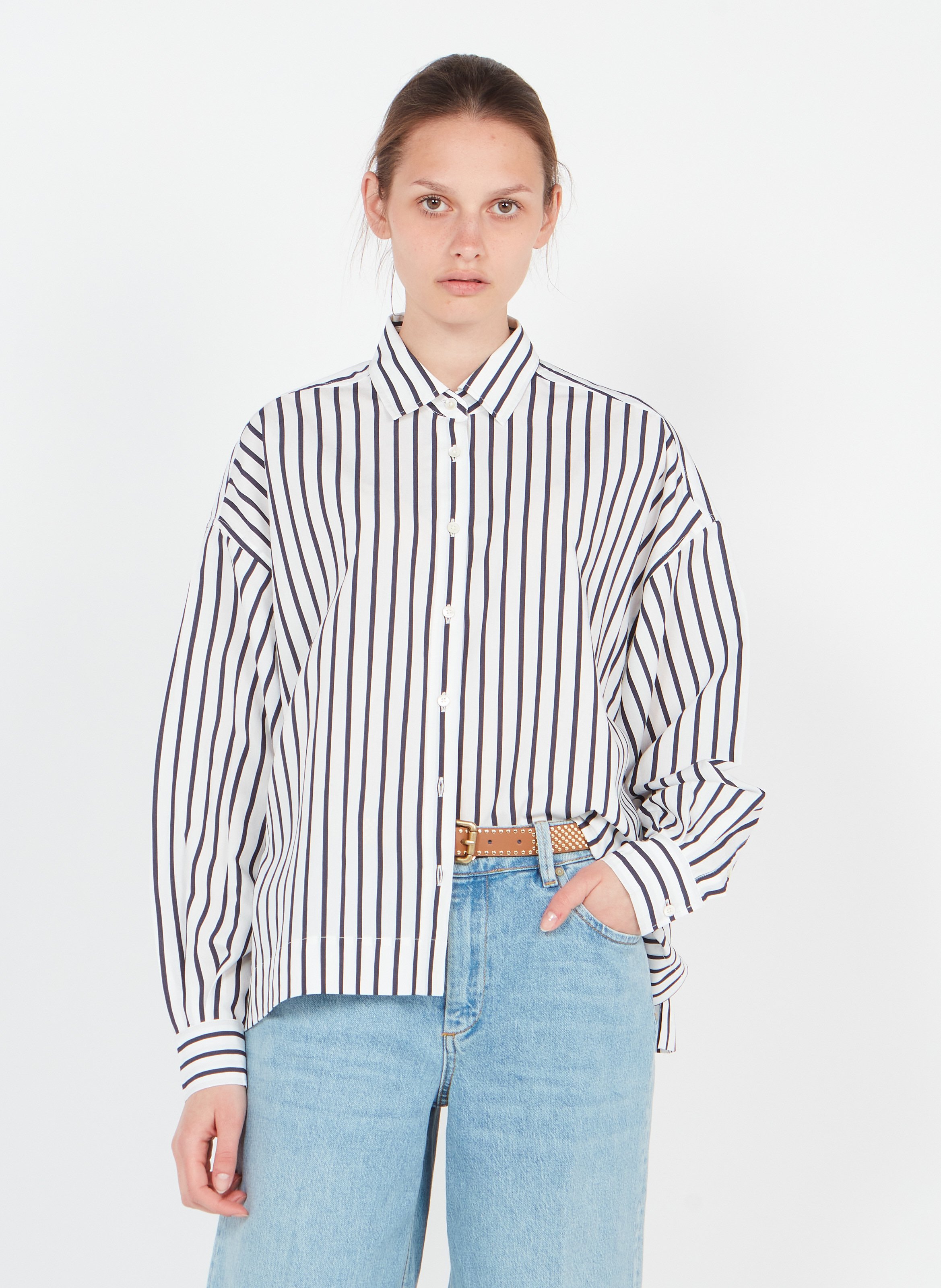 Sale Striped Shirt With Classic Collar 