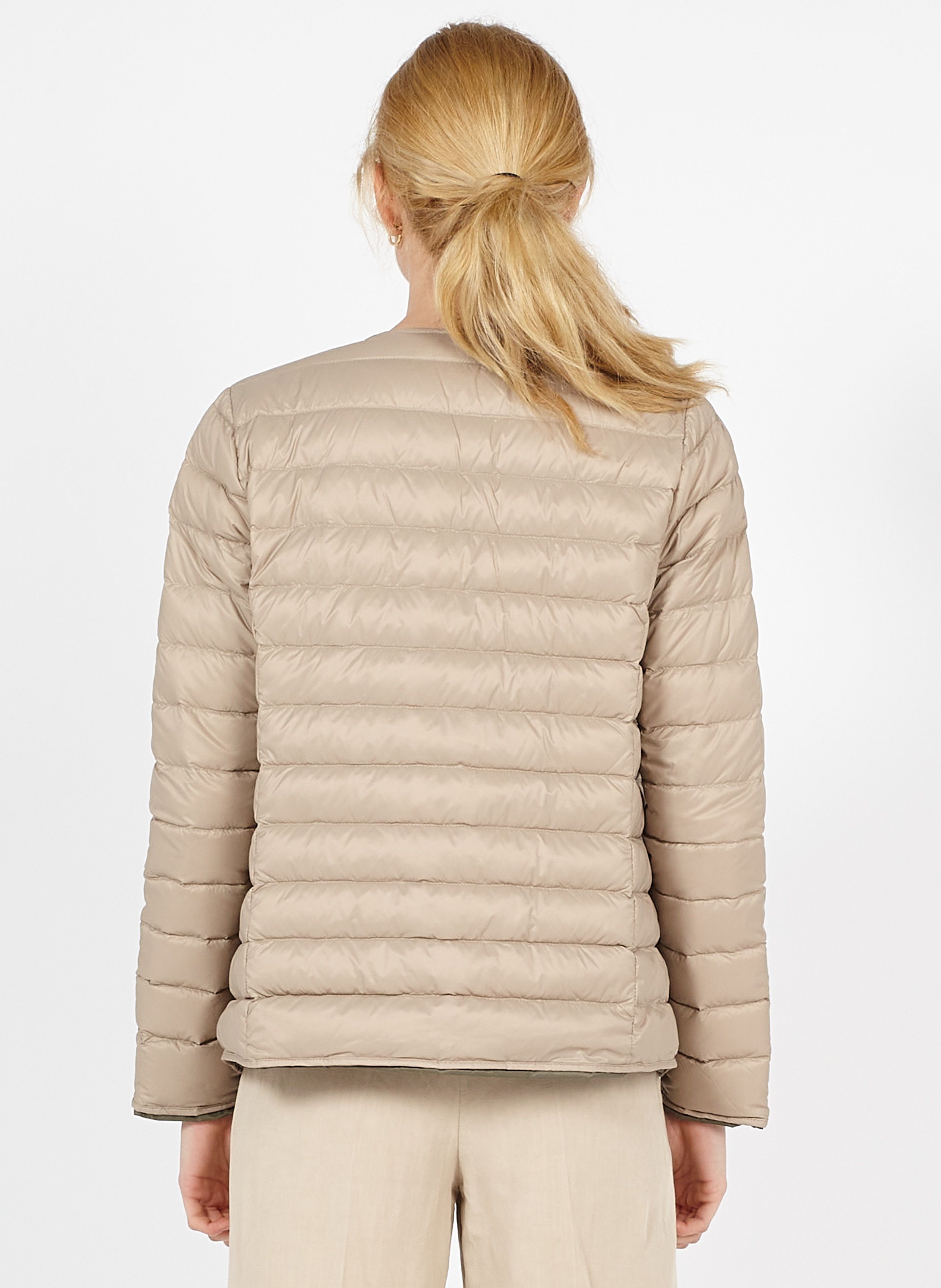 Beige Thin reversible quilted padded jacket