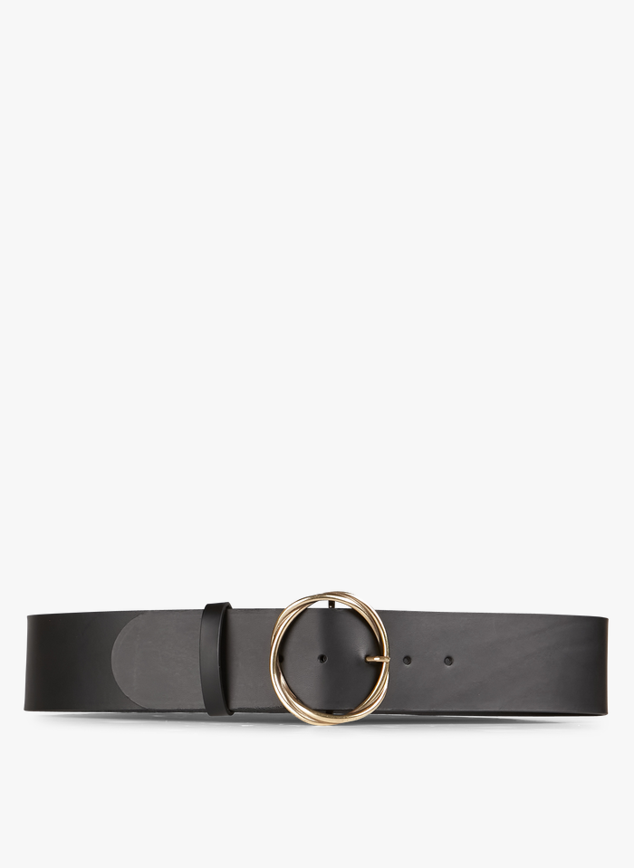 GERARD DAREL Black Wide smooth leather belt with decorative buckle