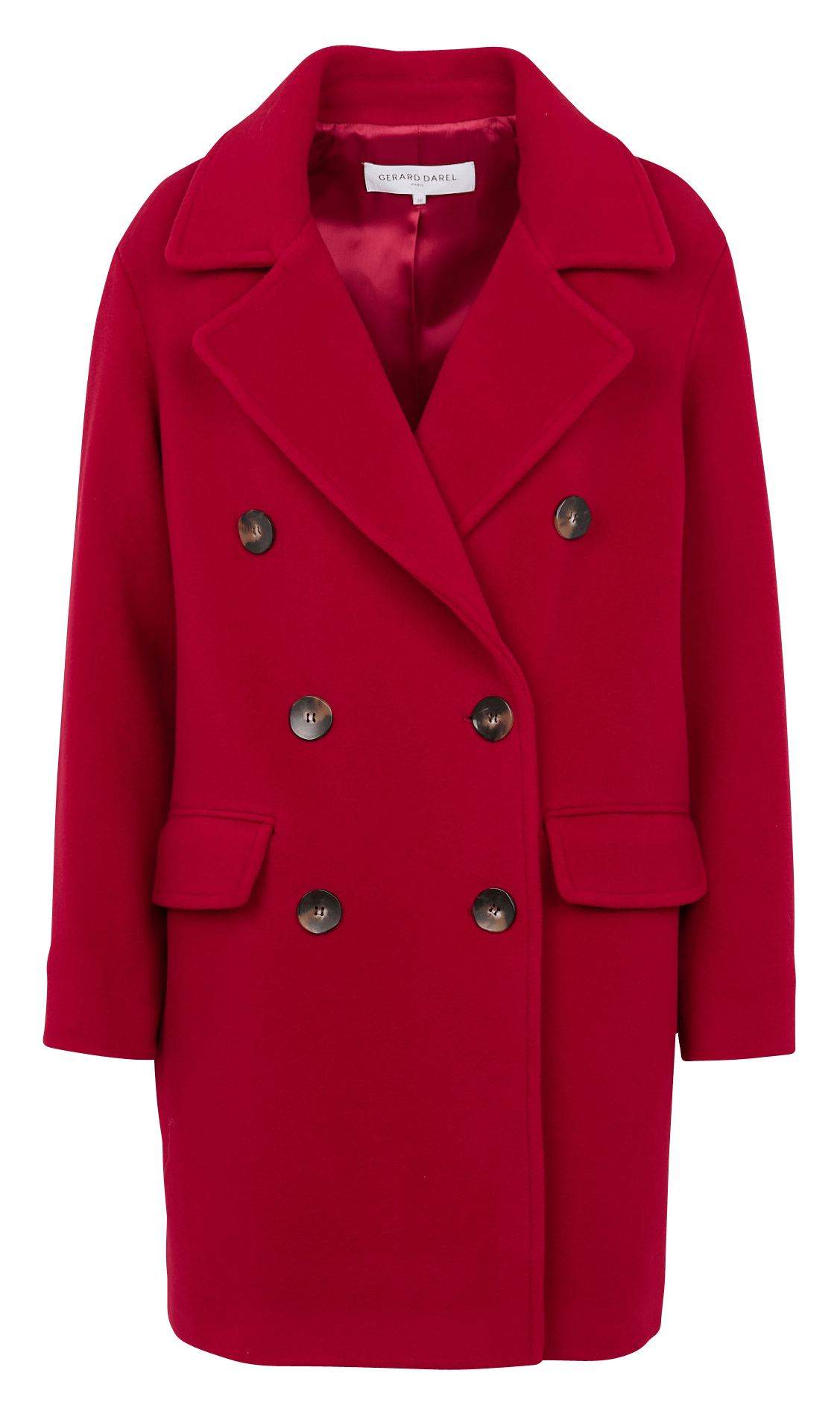 double breasted red coat