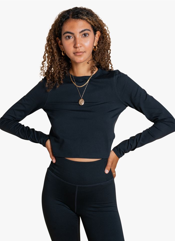 GIRLFRIEND COLLECTIVE Black ReSet long-sleeved sports T-shirt