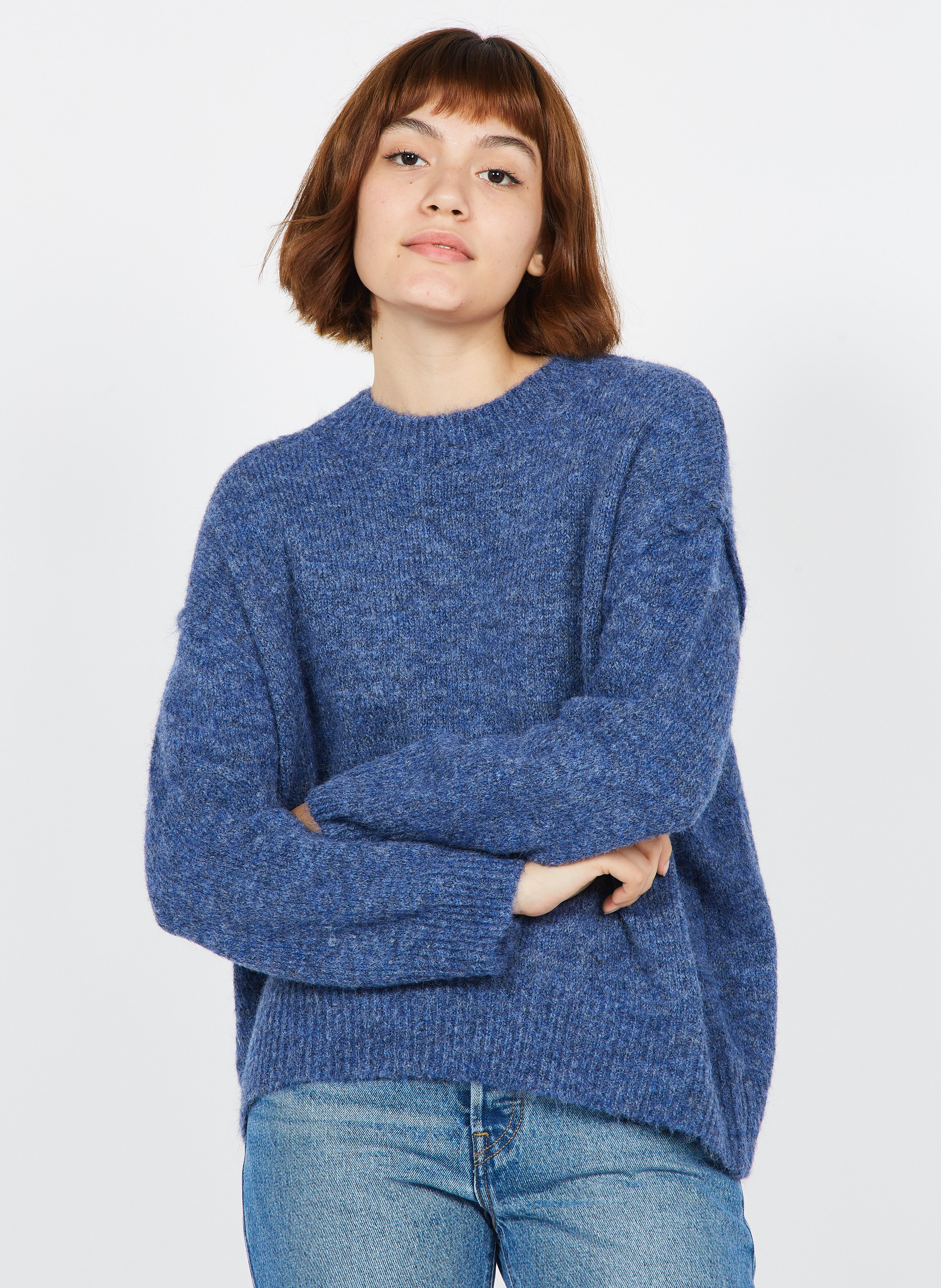 chunky knit blue jumper