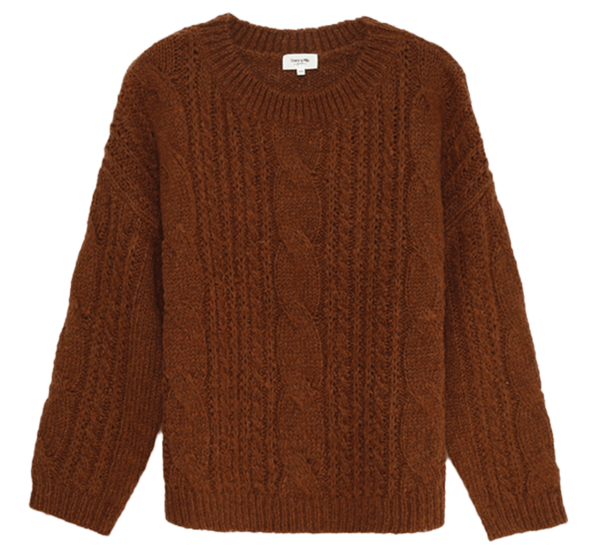 dark brown cable knit sweater