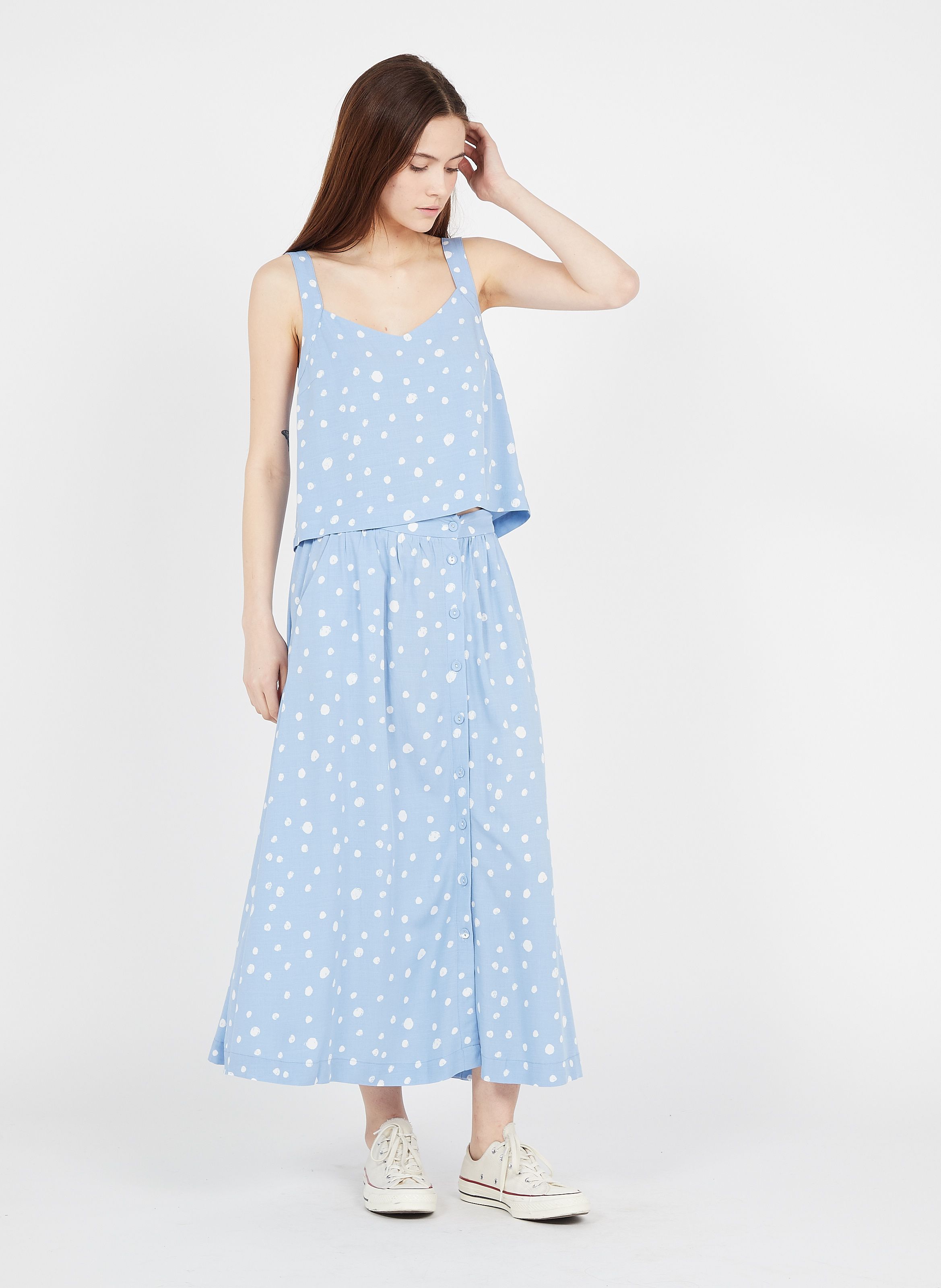 blue polka dot material