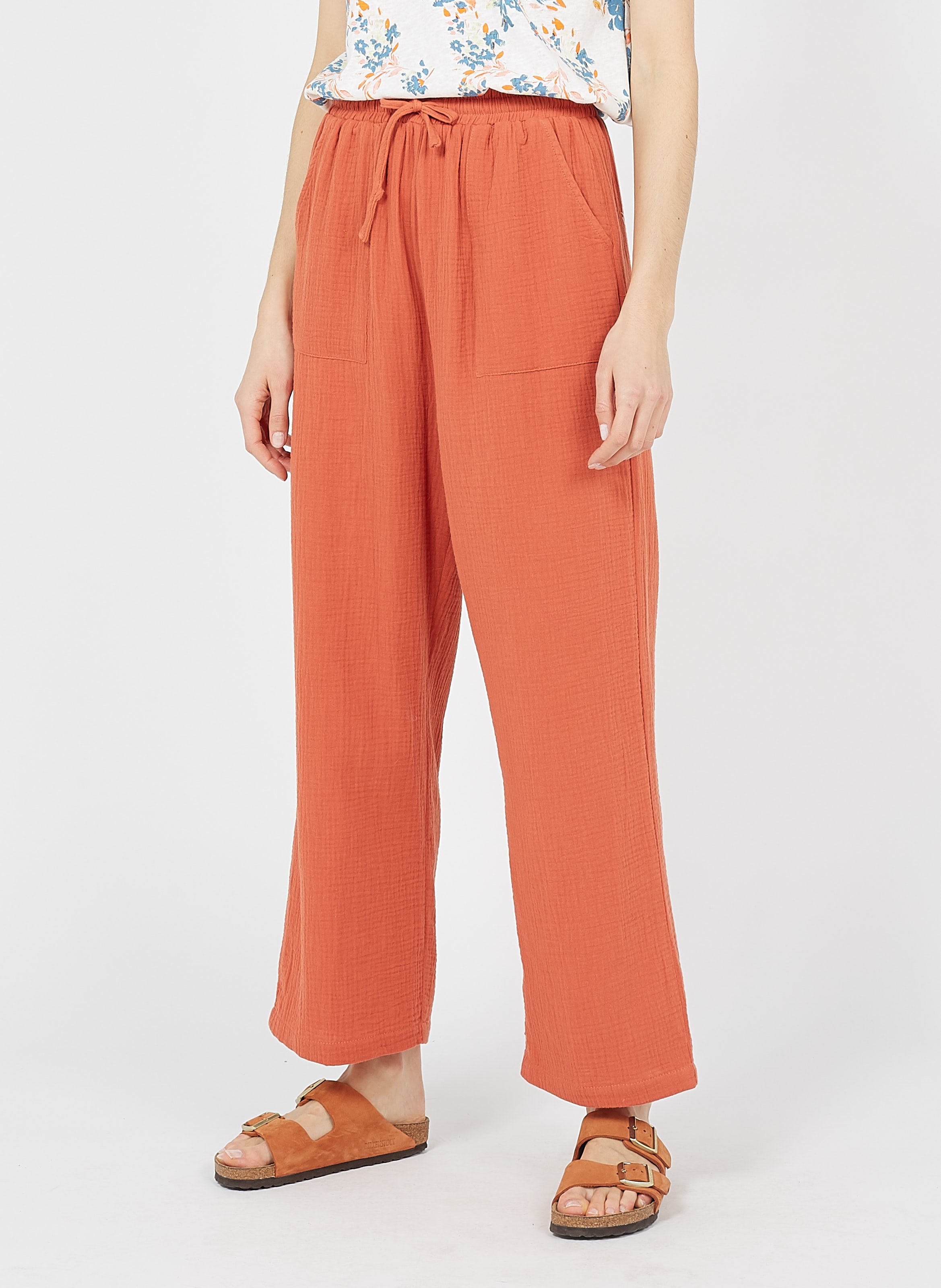 Sale Wide-leg Cotton Pants Brique Grace 