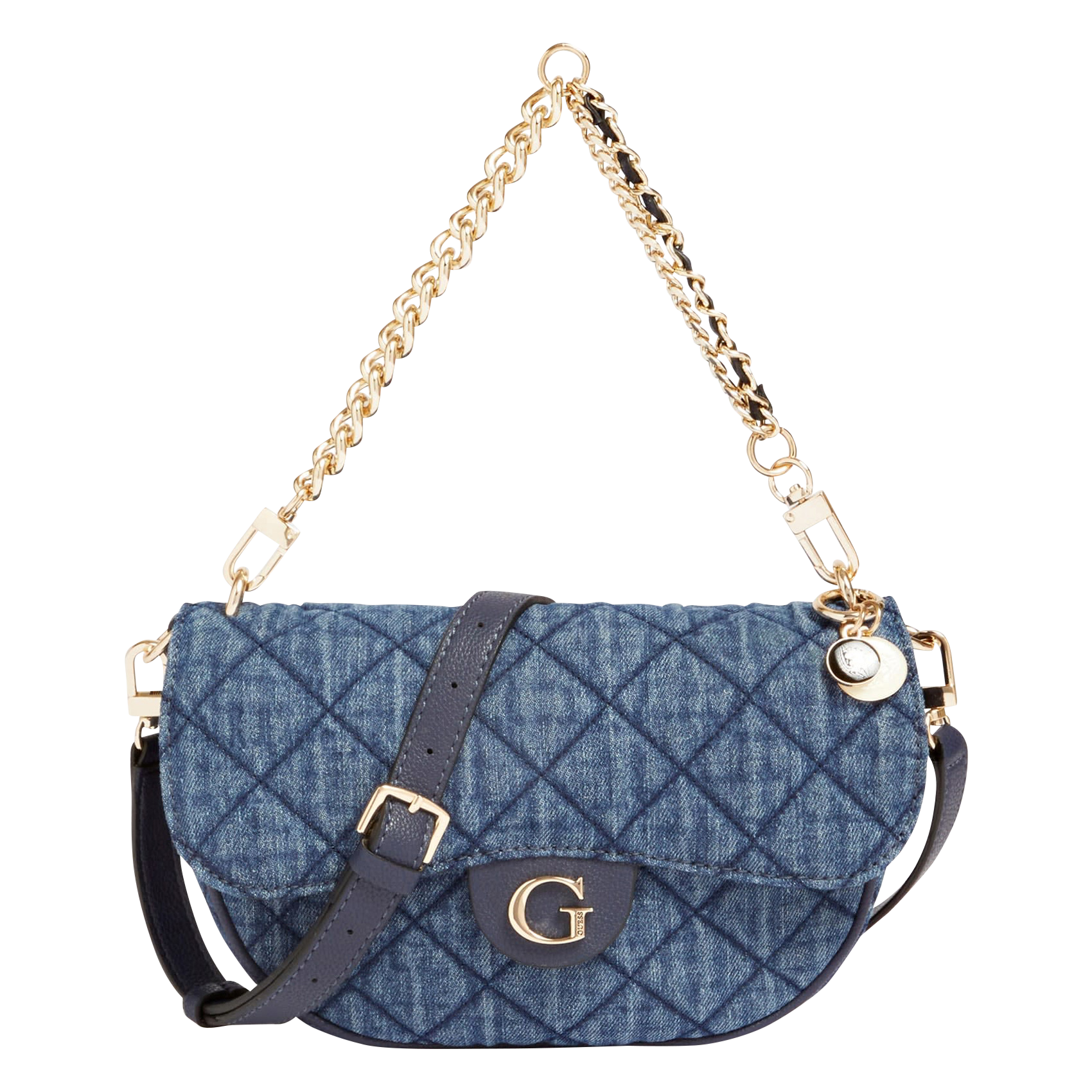 guess denim shoulder bag