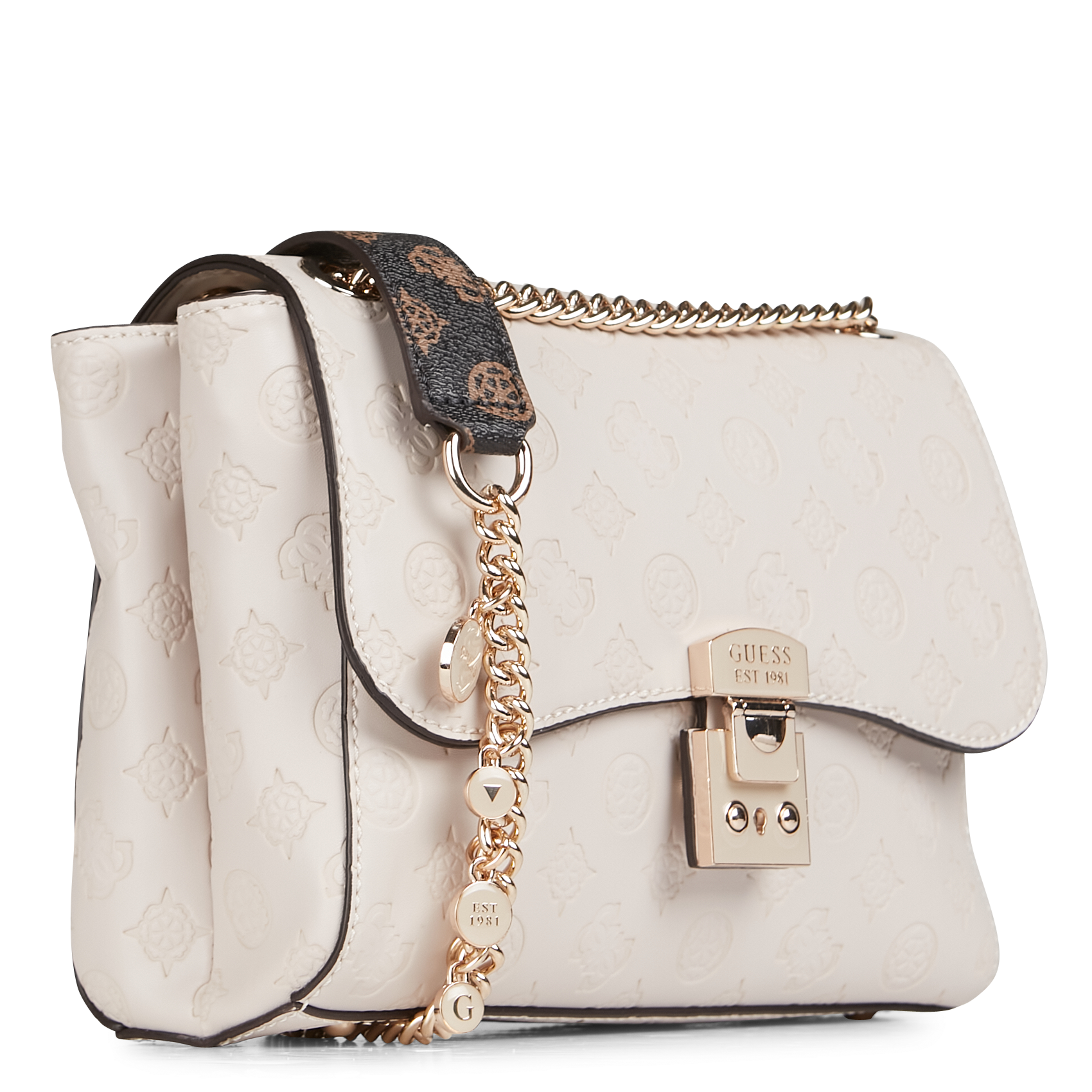 guess white handbag