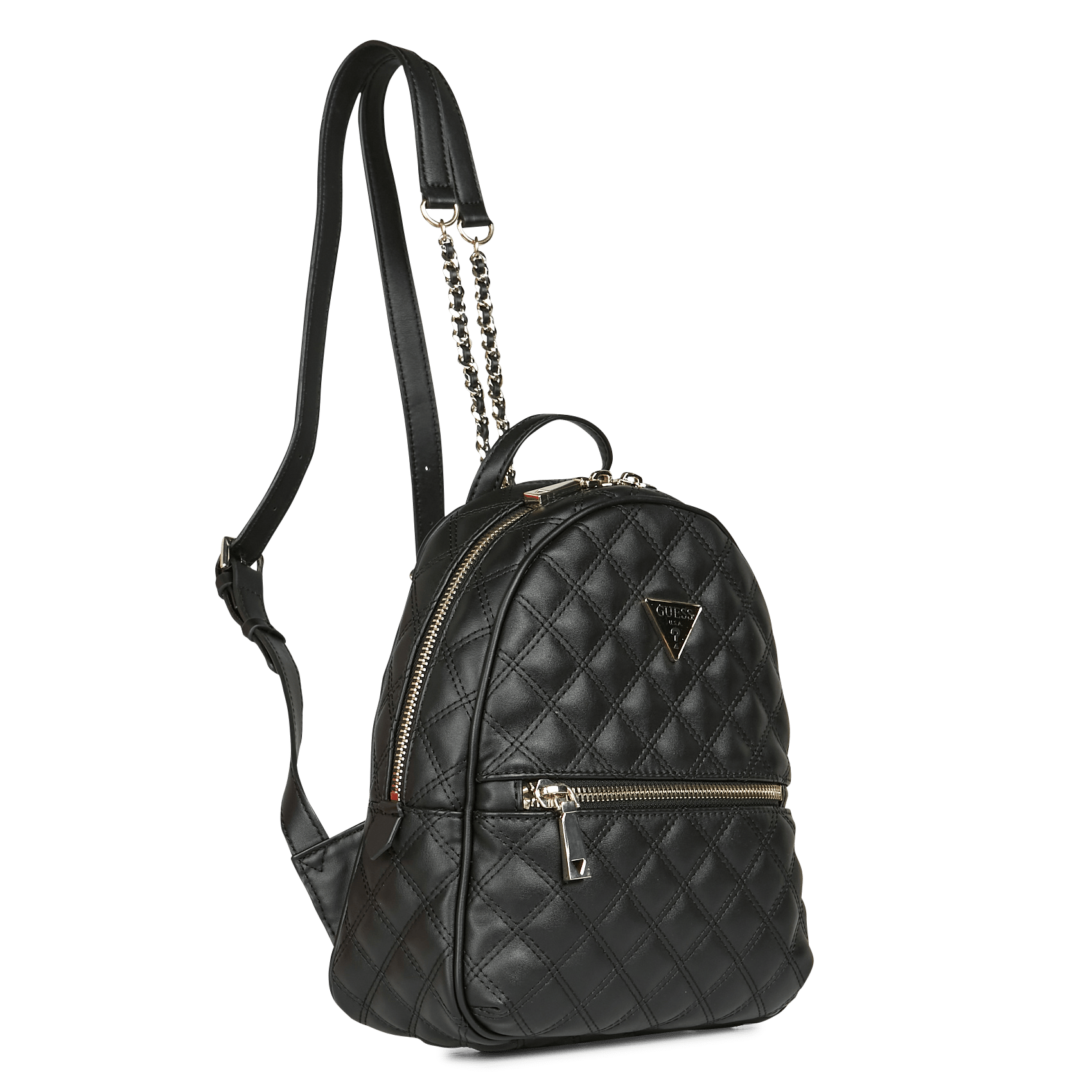 black leather guess backpack
