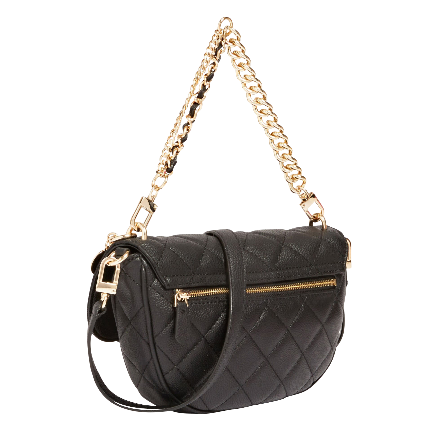 guess black quilted shoulder bag