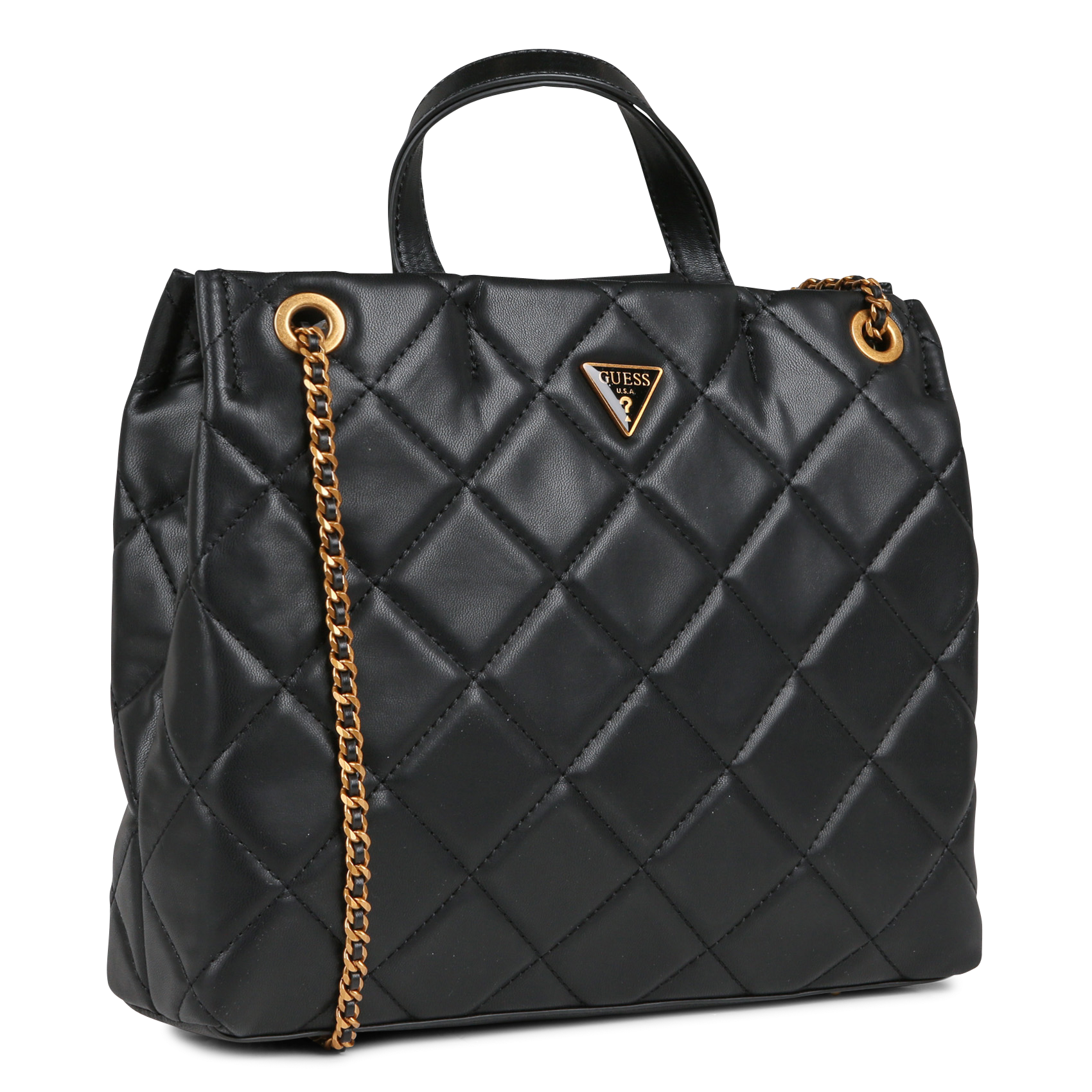 guess black quilted handbag