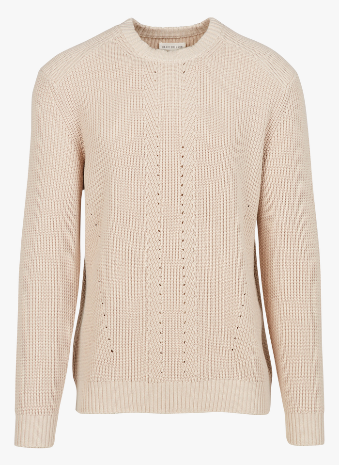 HARRIS WILSON Beige Regular-fit round-neck cotton-blend sweater
