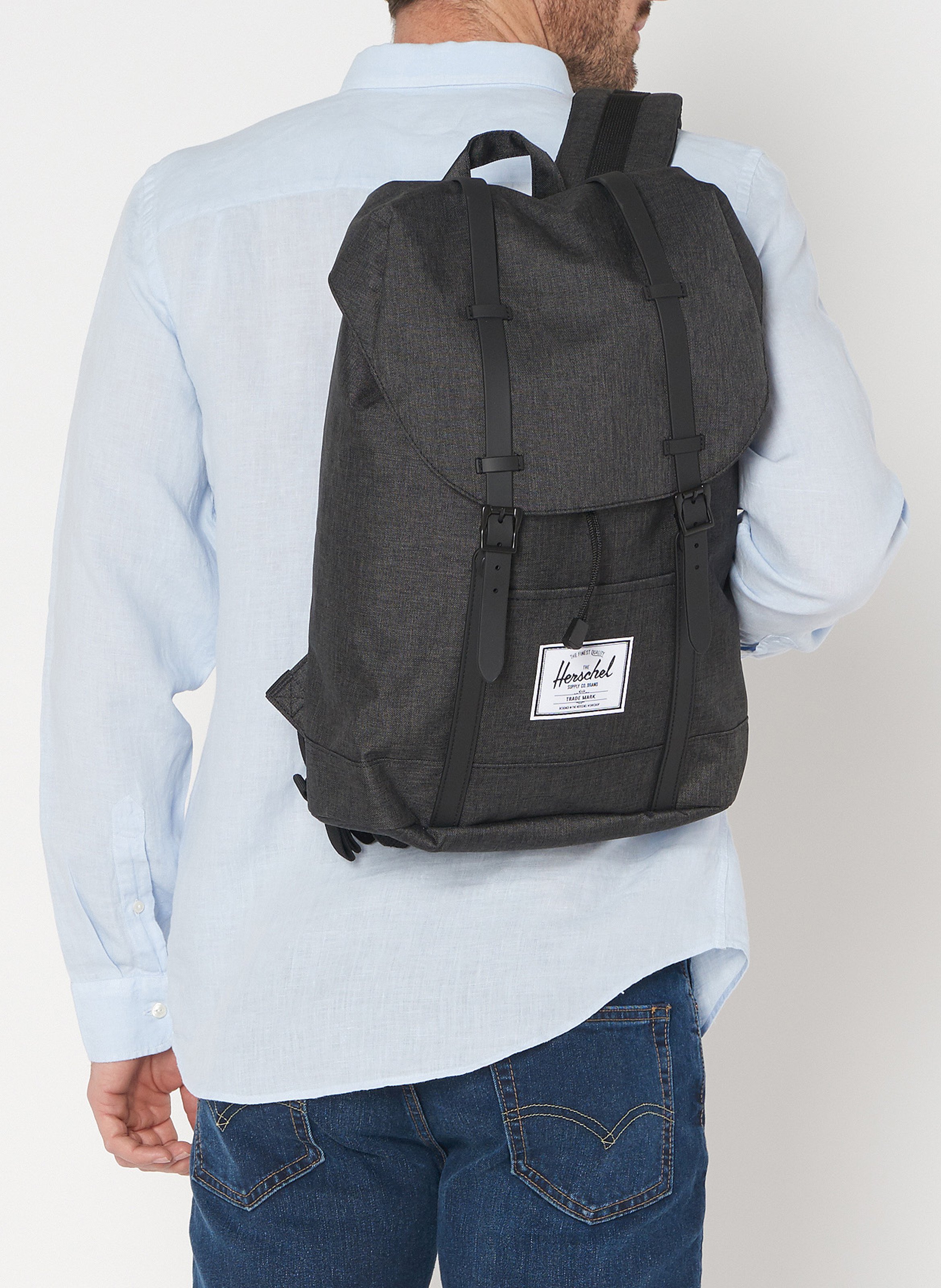 grey canvas rucksack